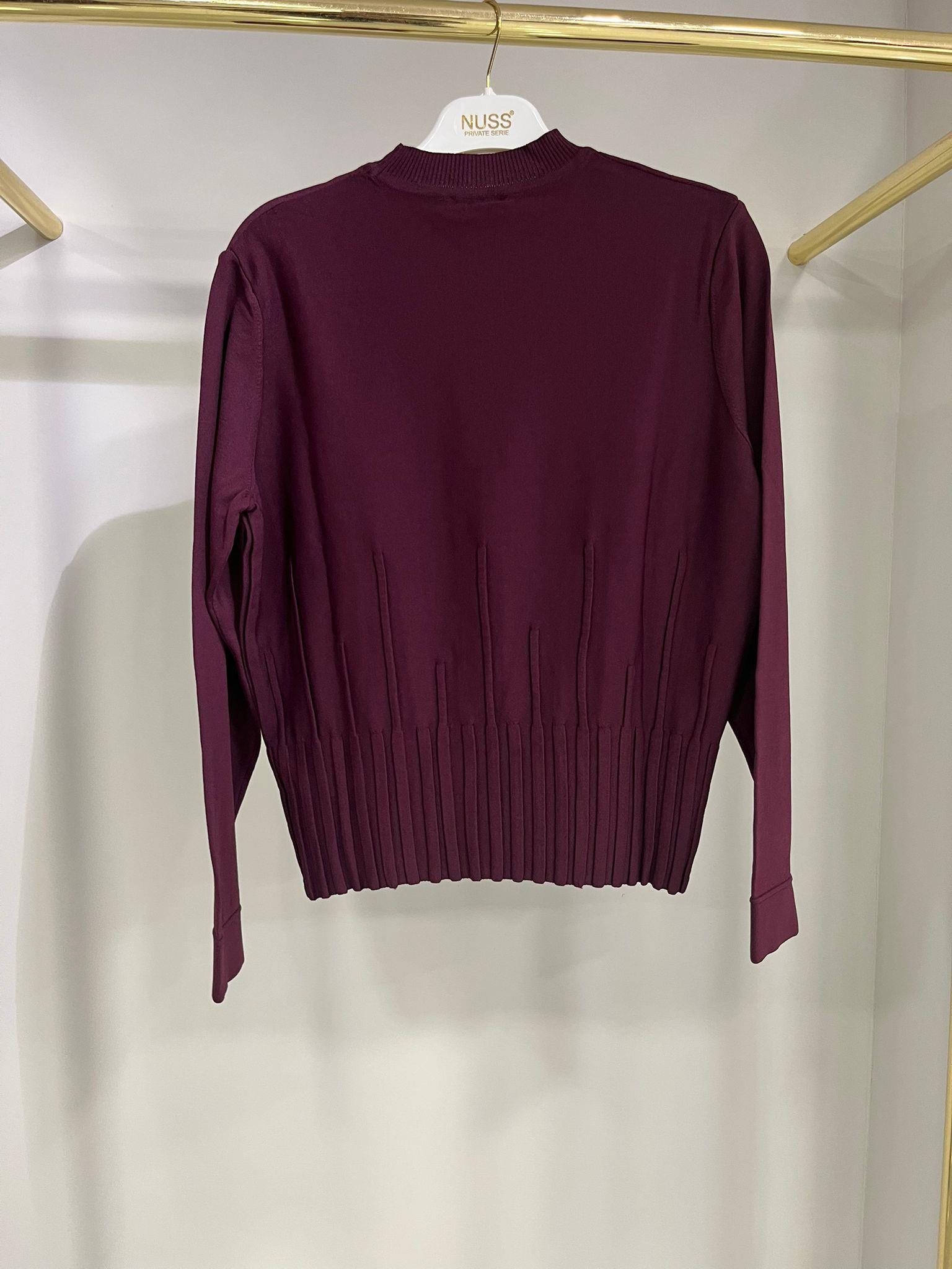 Niliwi Bel Detaylı Bordo Bluz