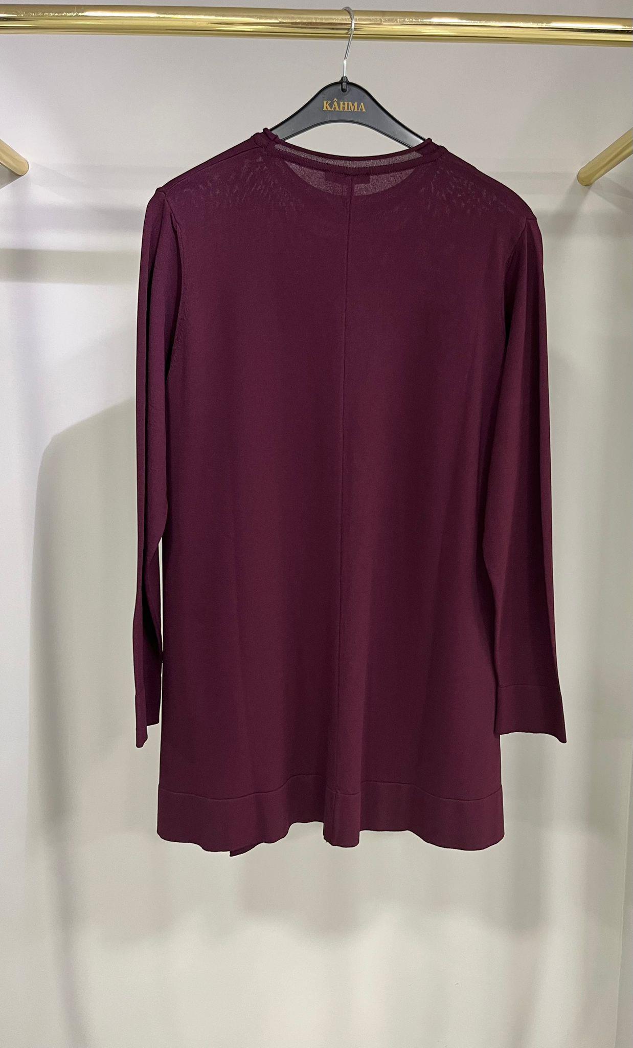 Niliwi Yanları Fermuarlı Bordo Tunik