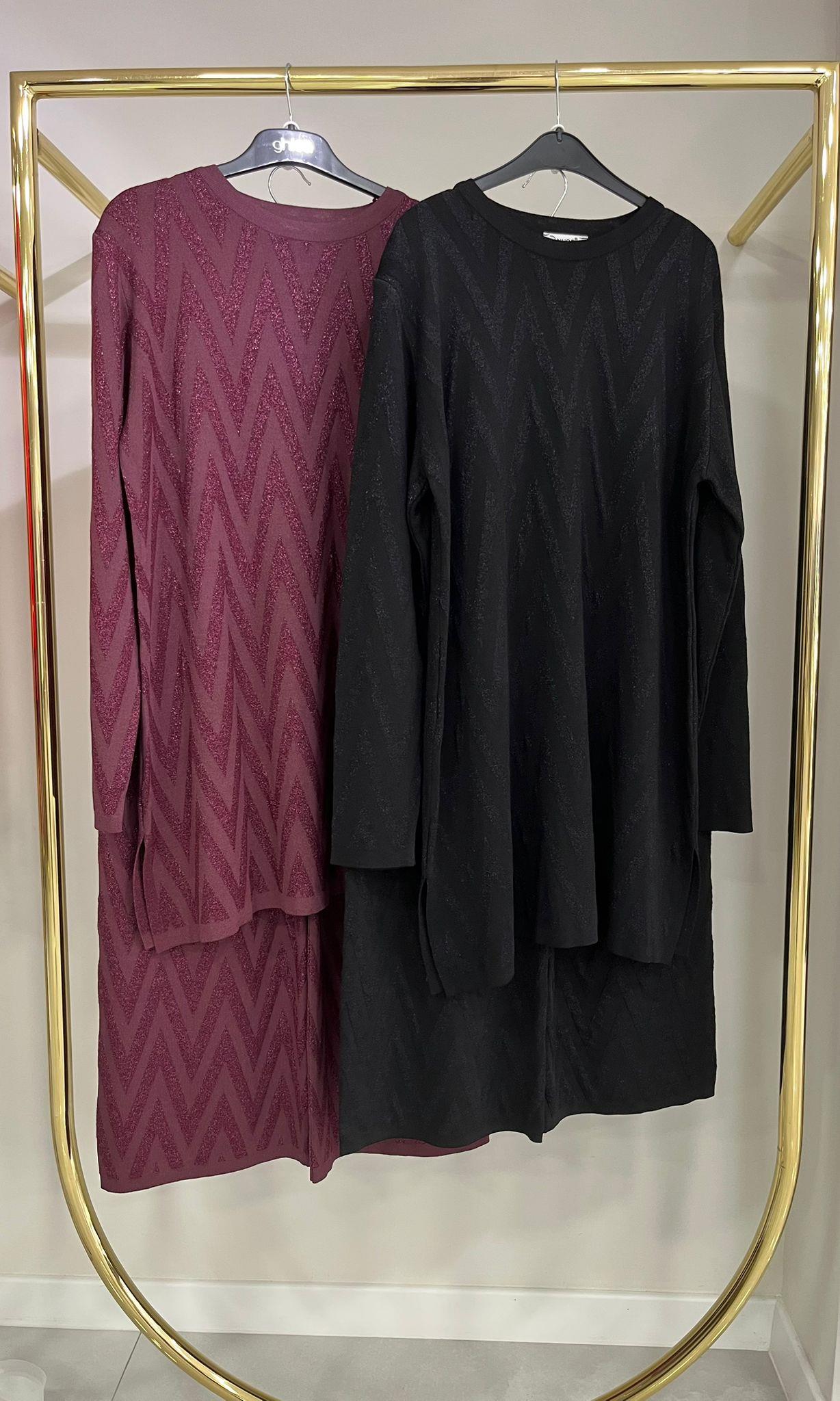 Nuss Zigzag Desenli Bordo Etekli Takım 