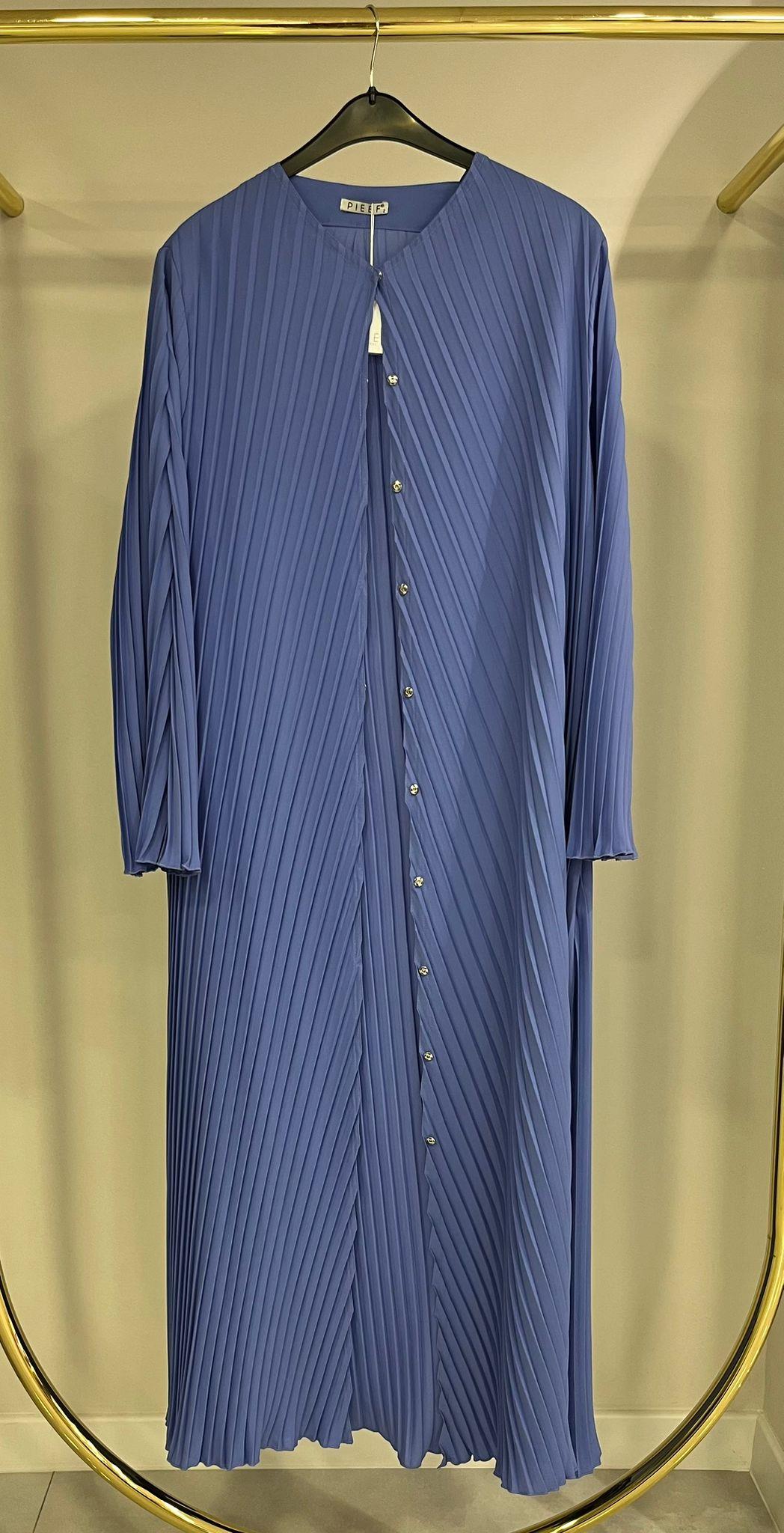 PIEFF Acordiyon Düğmeli Soft Mavi Abaya
