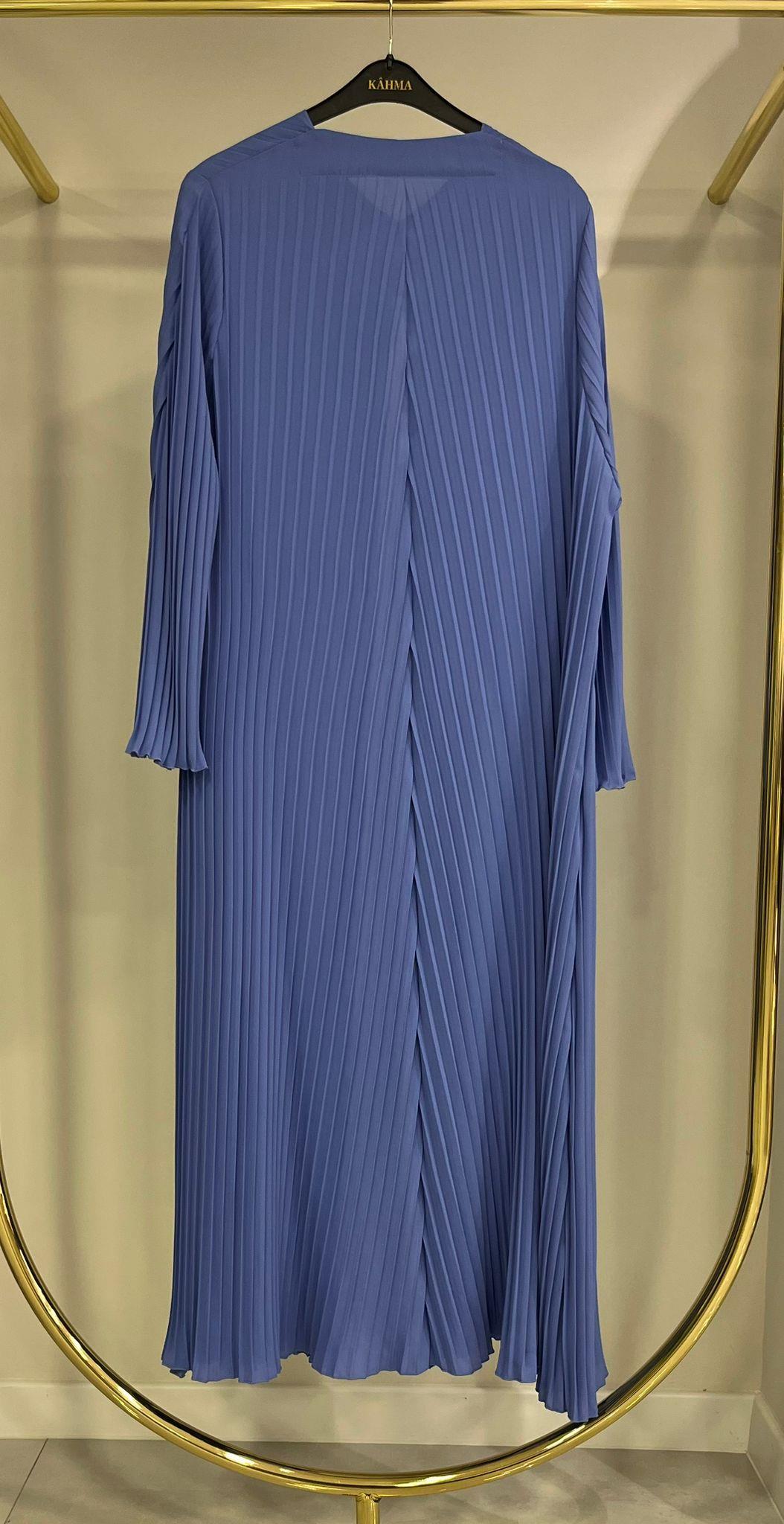 PIEFF Acordiyon Düğmeli Soft Mavi Abaya