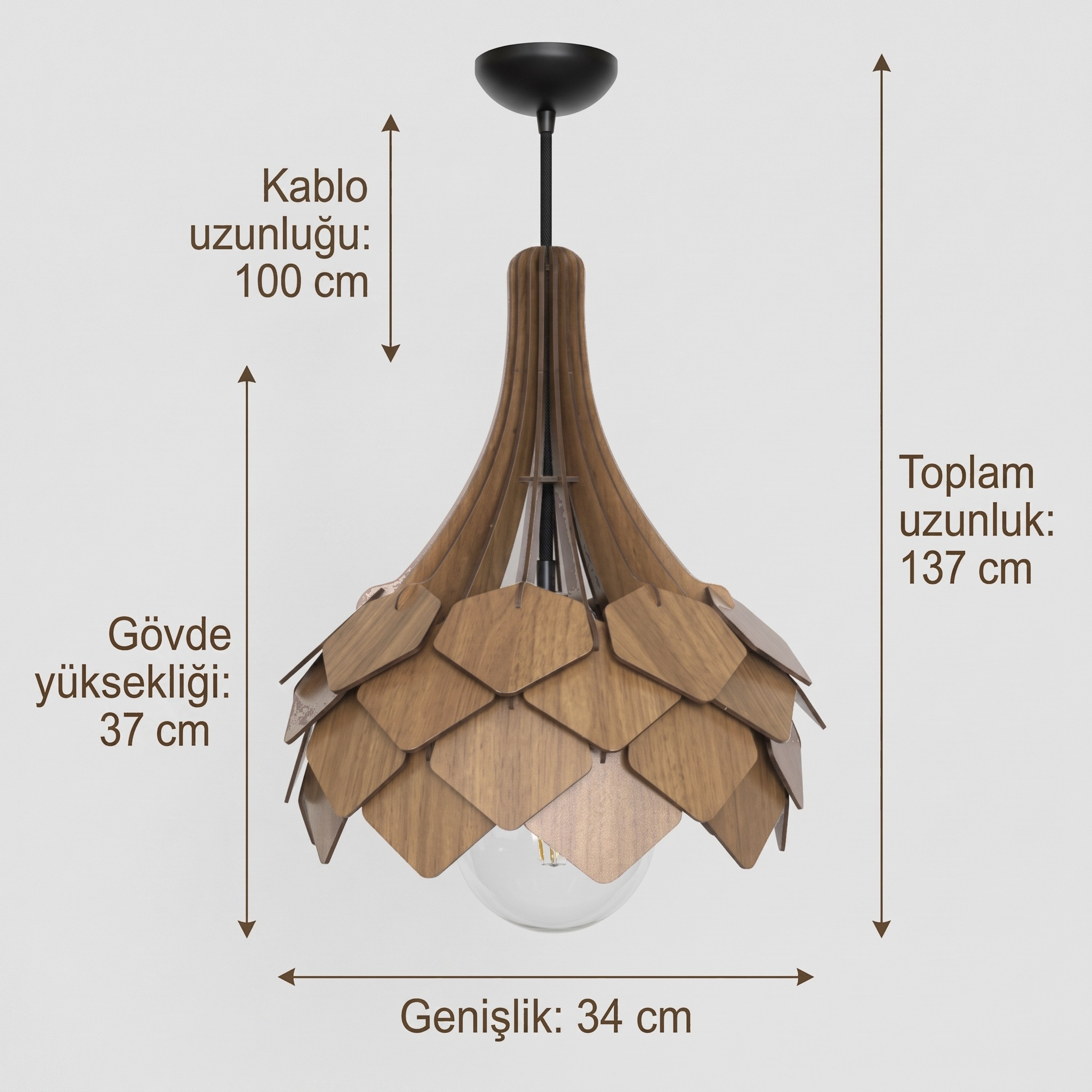 AVİZEDekoratif Ahşap Avize | Buket Tasarımlı - Modena3D Sergi