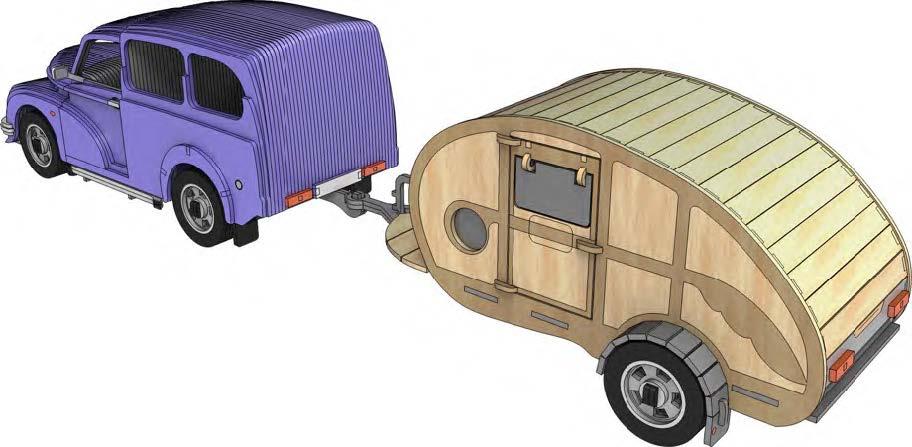 Morris Minor & Karavan Araba Maketi | Orta Seviye