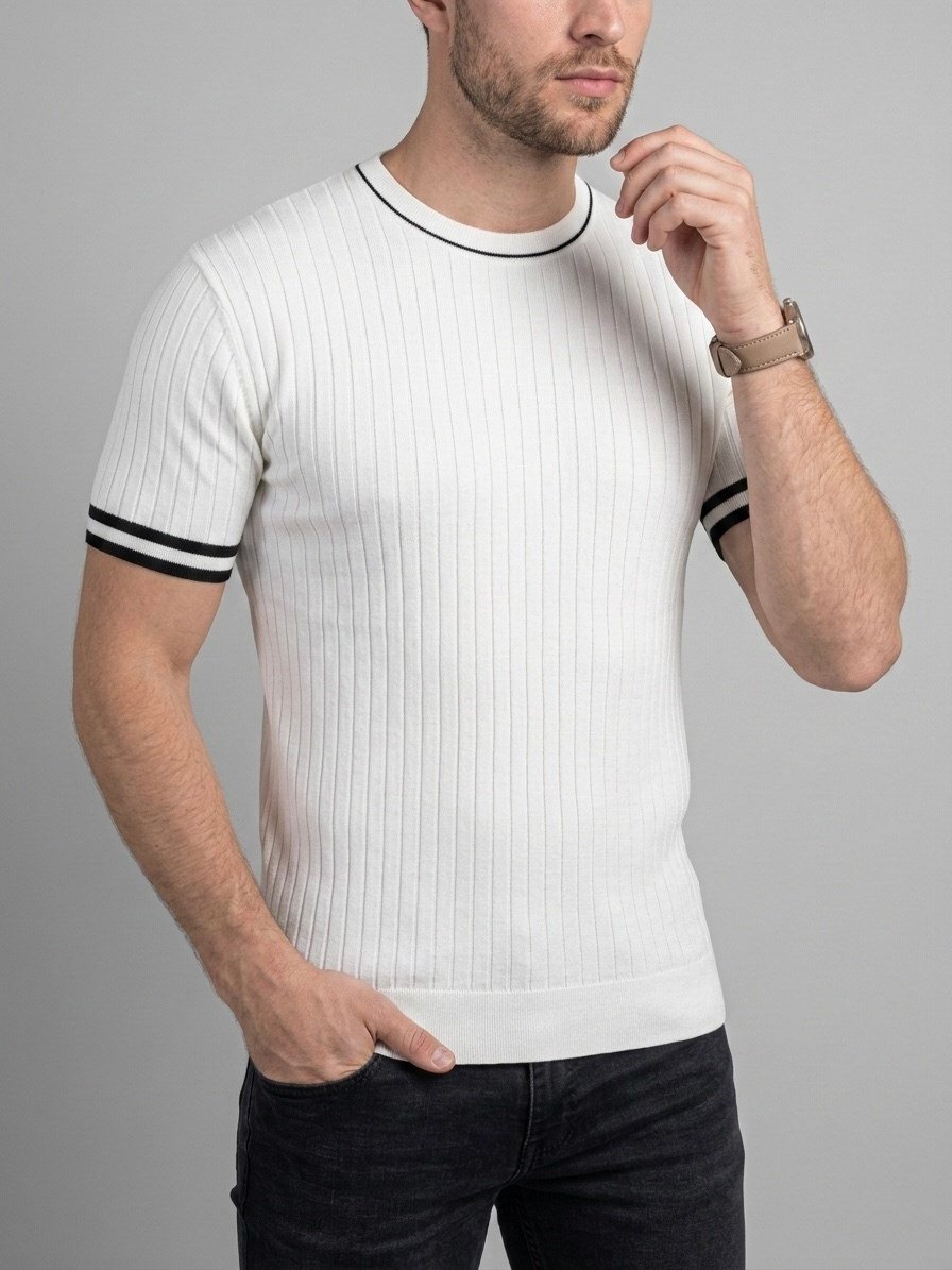 Homiro.com.tr'de erkek ekru fitilli slim fit bisiklet yaka triko t-shirt - beyaz seçeneğiyle tarzınızı tamamlayın. Şık ve rahat tasarımıyla öne çıkan bu ürünü hemen keşfedin!