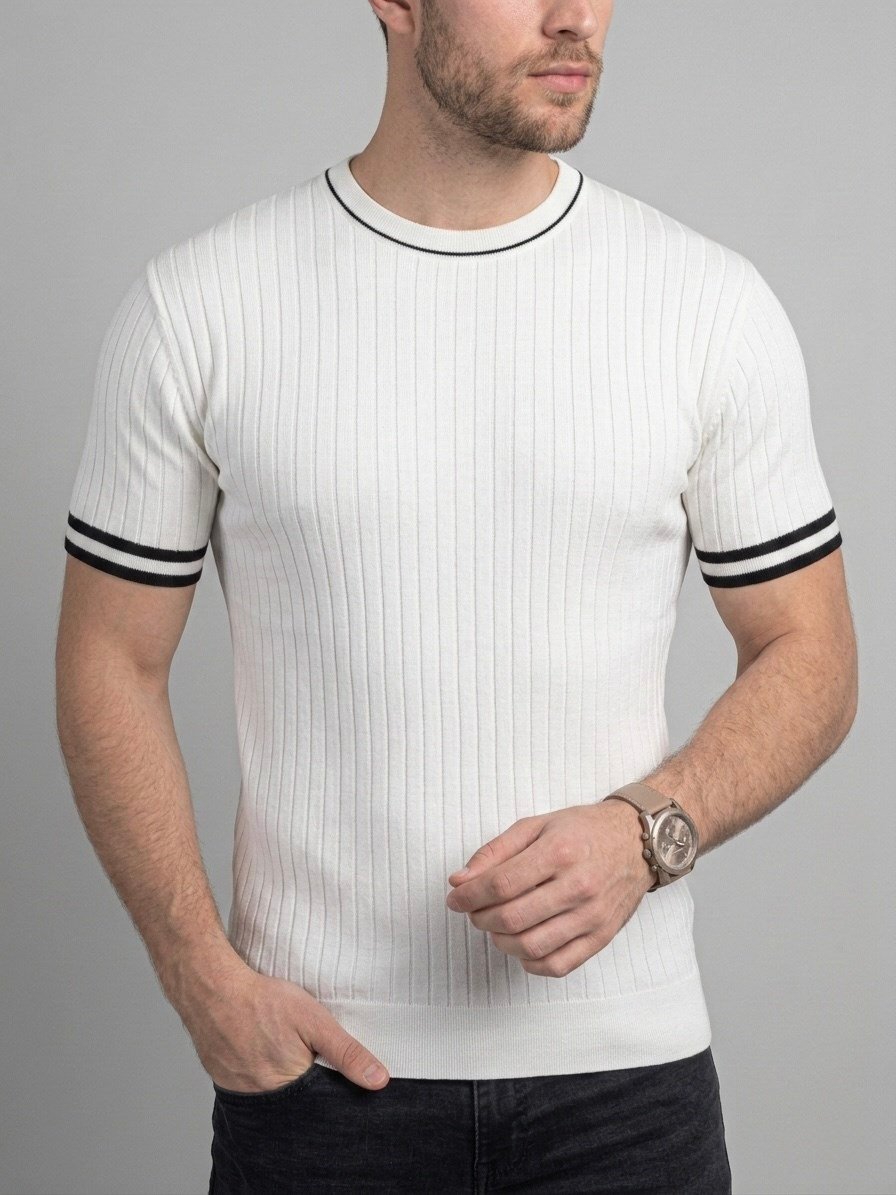 Homiro.com.tr'de erkek ekru fitilli slim fit bisiklet yaka triko t-shirt - beyaz seçeneğiyle tarzınızı tamamlayın. Şık ve rahat tasarımıyla öne çıkan bu ürünü hemen keşfedin!