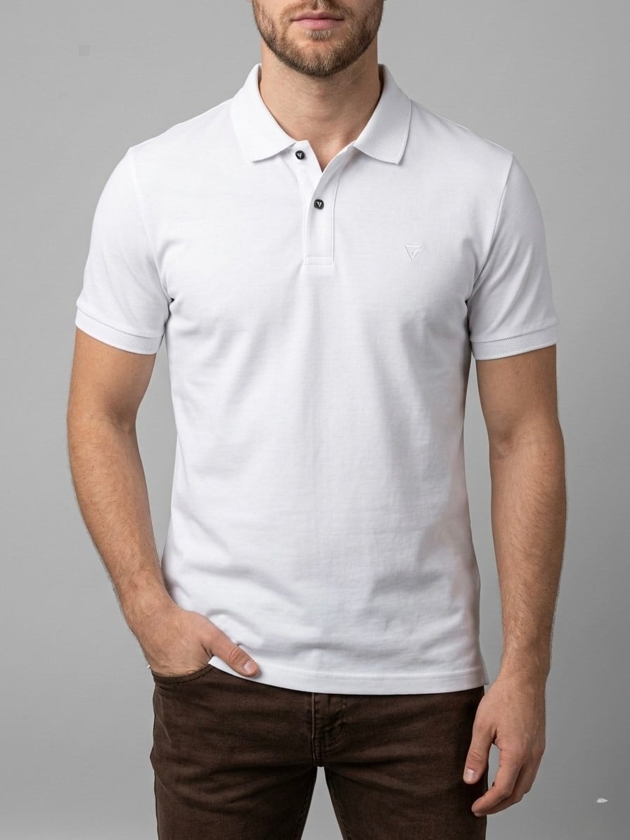 Homiro.com.tr'de erkekler için beyaz, basic kısa kollu polo yaka günlük t-shirt modelini incele! Şıklığı ve rahatlığı bir arada sunan bu ürünü hemen keşfet.