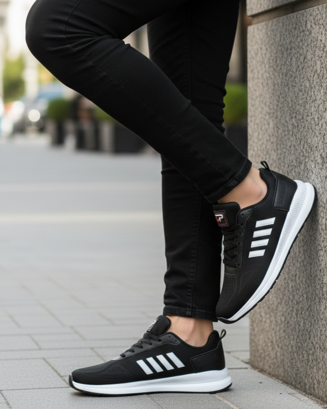 Unisex Micro Taban Fuspetli Spor Ayakkabı-Siyah-Beyaz
