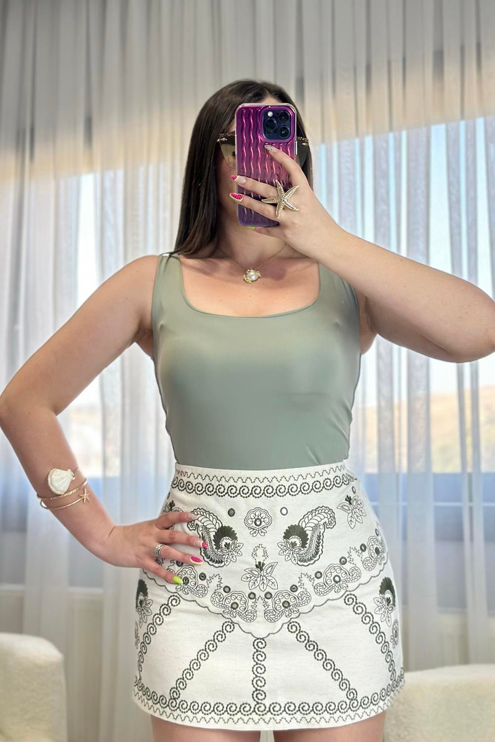 Leya Yeşil Basic Bluz
