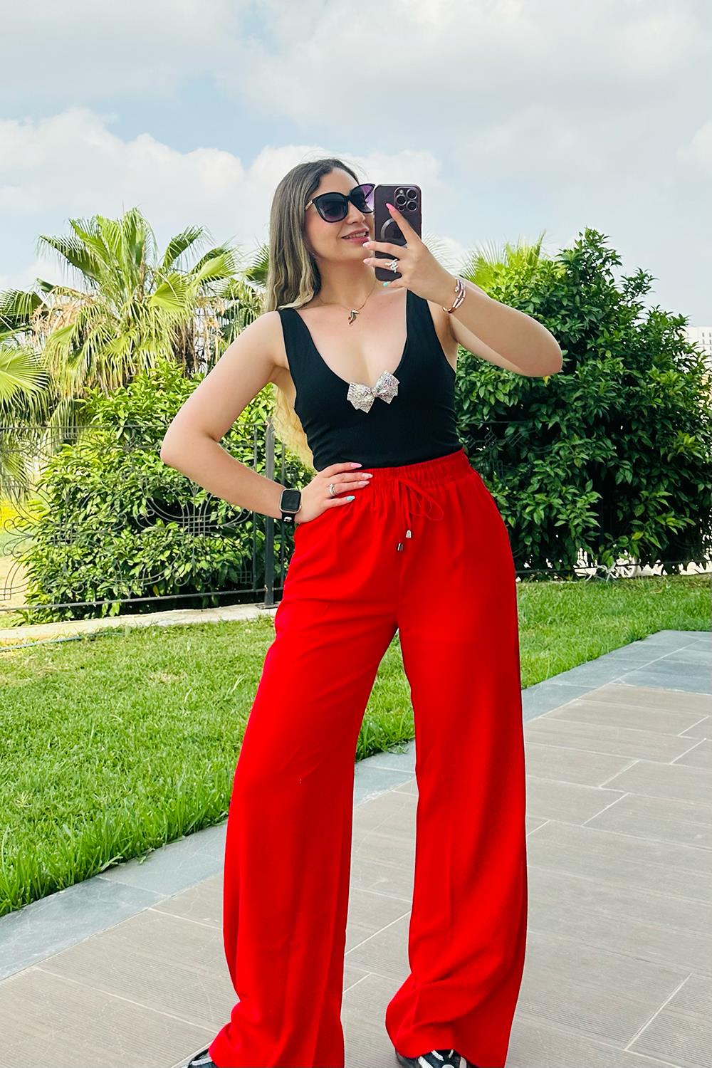 Rosso Beli Lastikli Pantolon