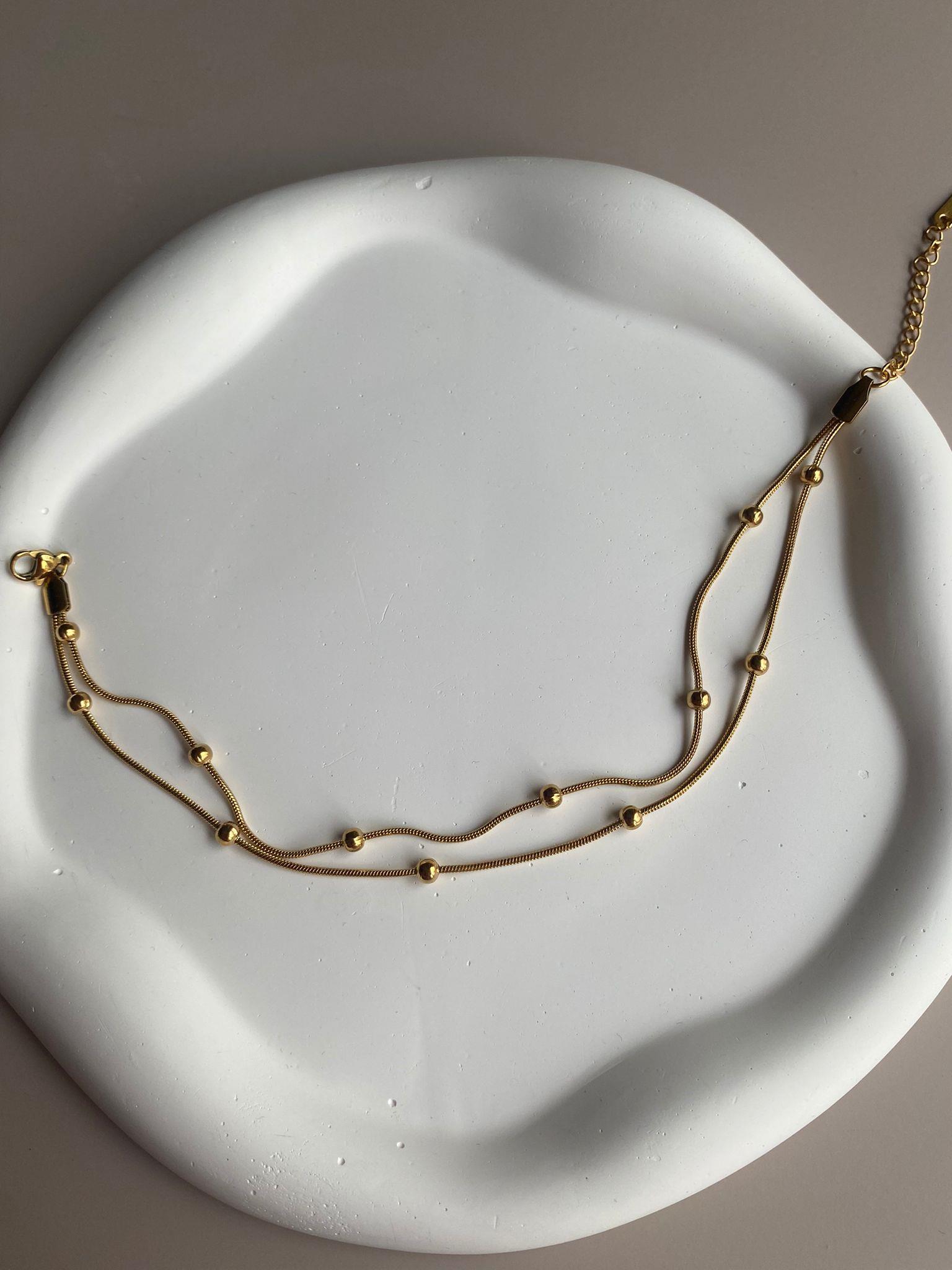 2 Sıra İtalyan Zincir Toplu Gold Çelik Halhal