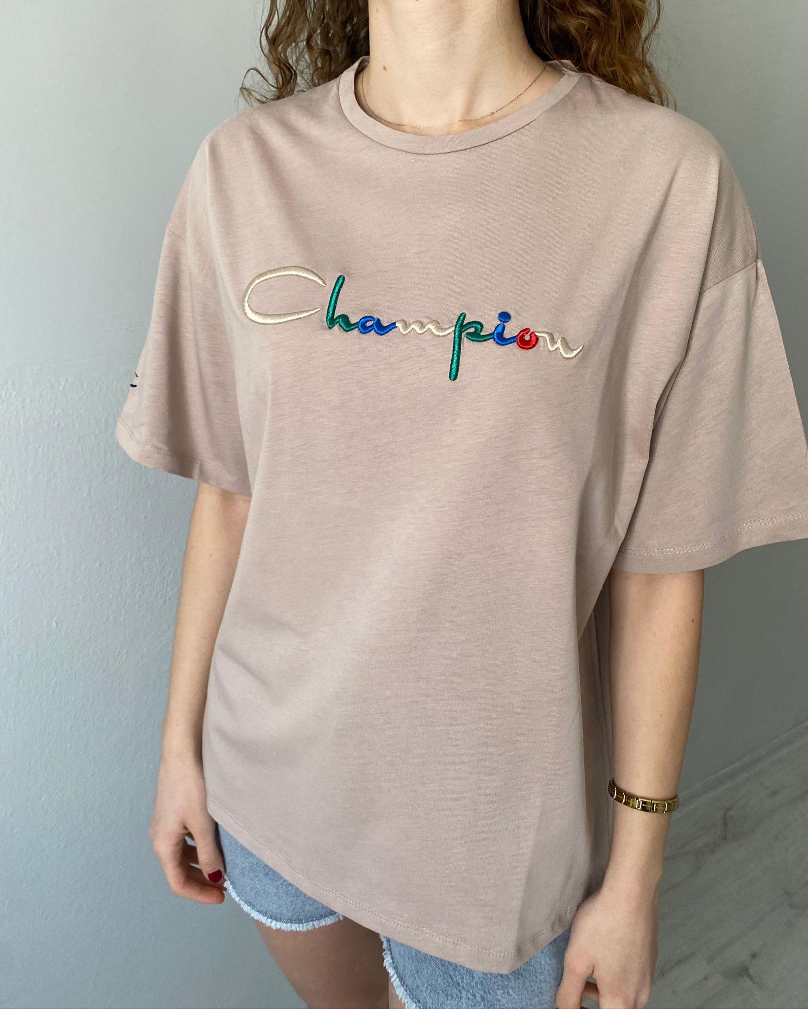 Champion Nakışlı Basic Tshirt Bej