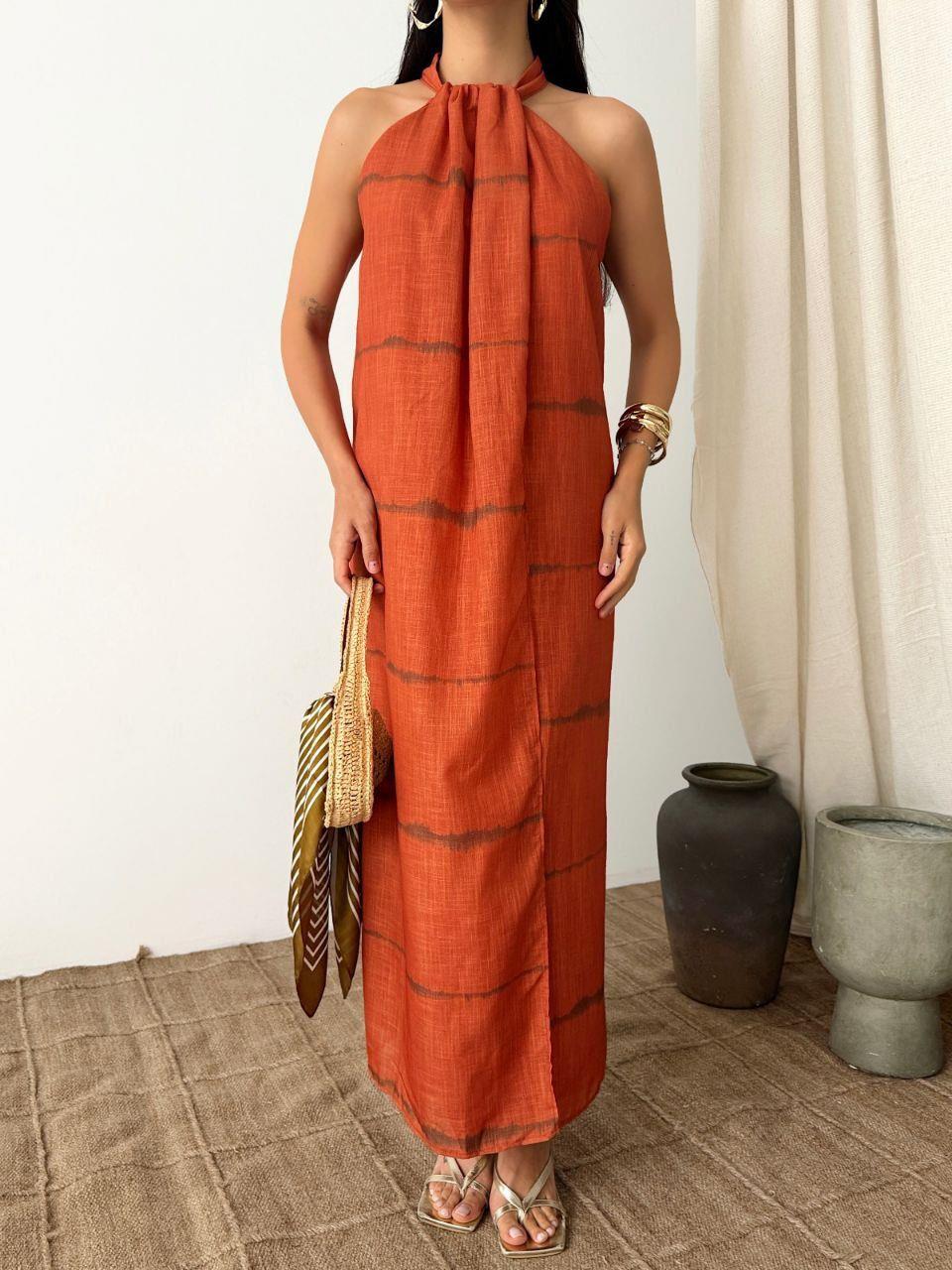 Halter Yaka Maxi Elbise