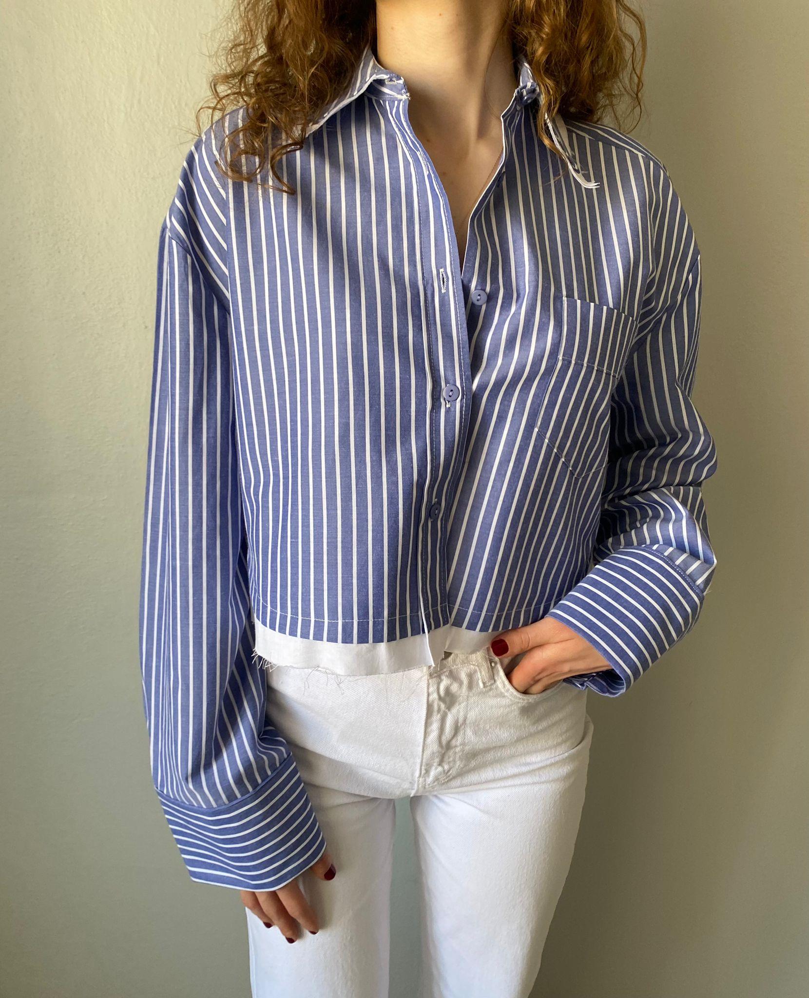 Maci Çizgili Poplin Kısa Gömlek