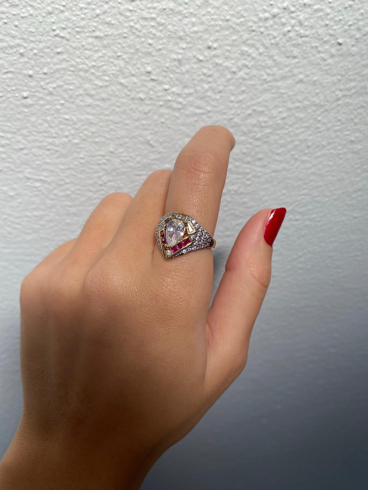 Marka Model Baget Pembe Taşlı Özel Seri Ayarlanabilir Yüzük