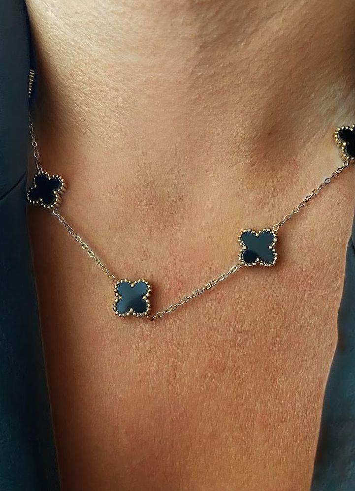 Marka Model Çelik Siyah Taşlı Kolye