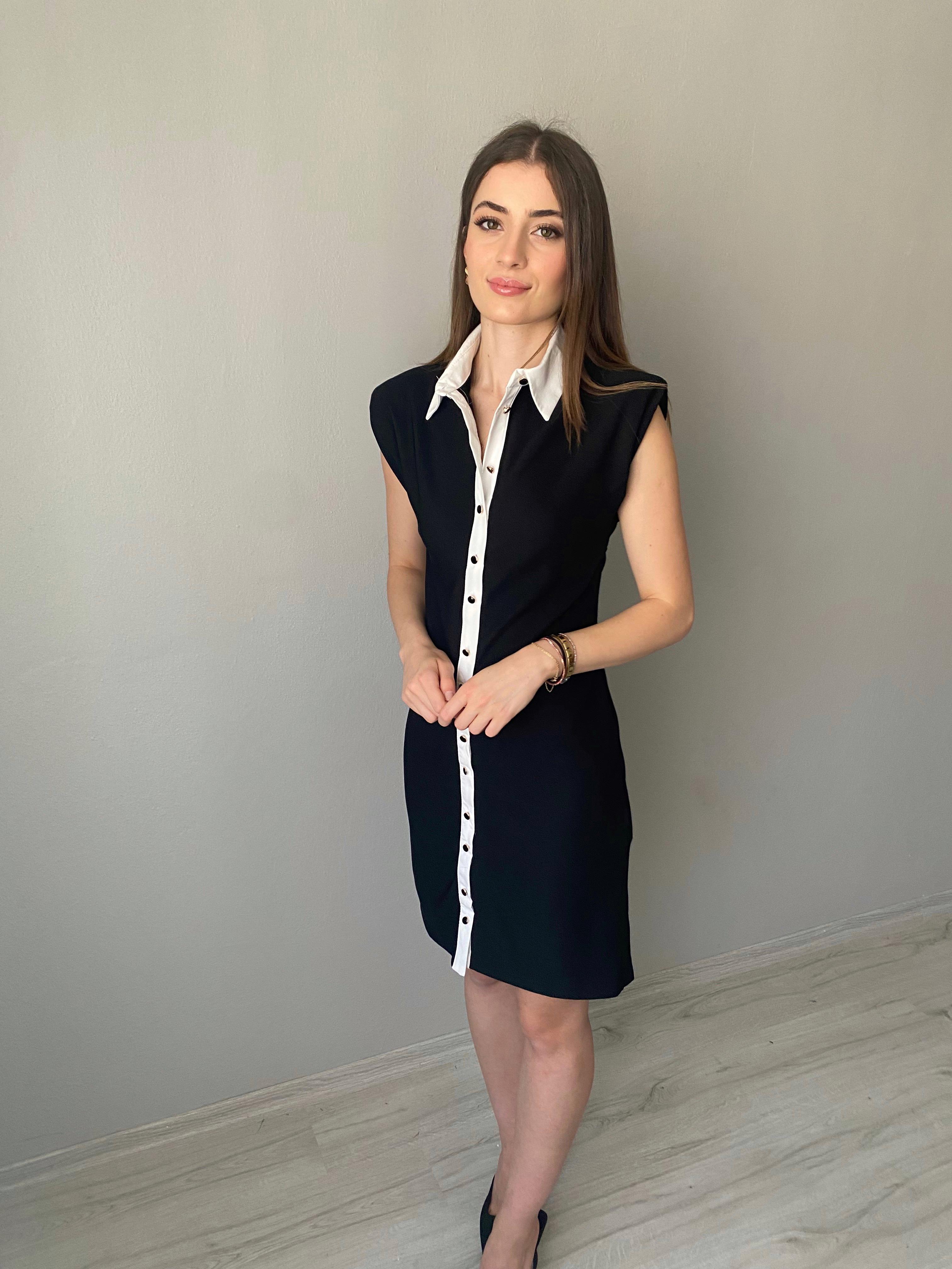 Marka Model Likralı Vatkalı Ottoman Kumaş Düğmeli Elbise