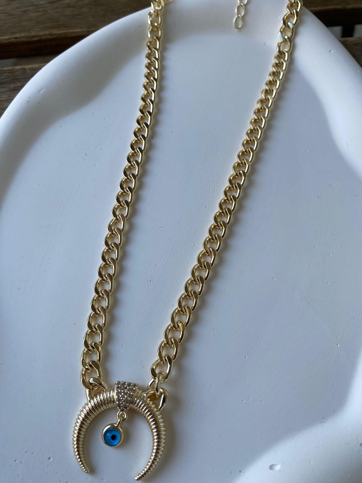 Marka Model Nazar Boncuk Charmlı Gold Kolye