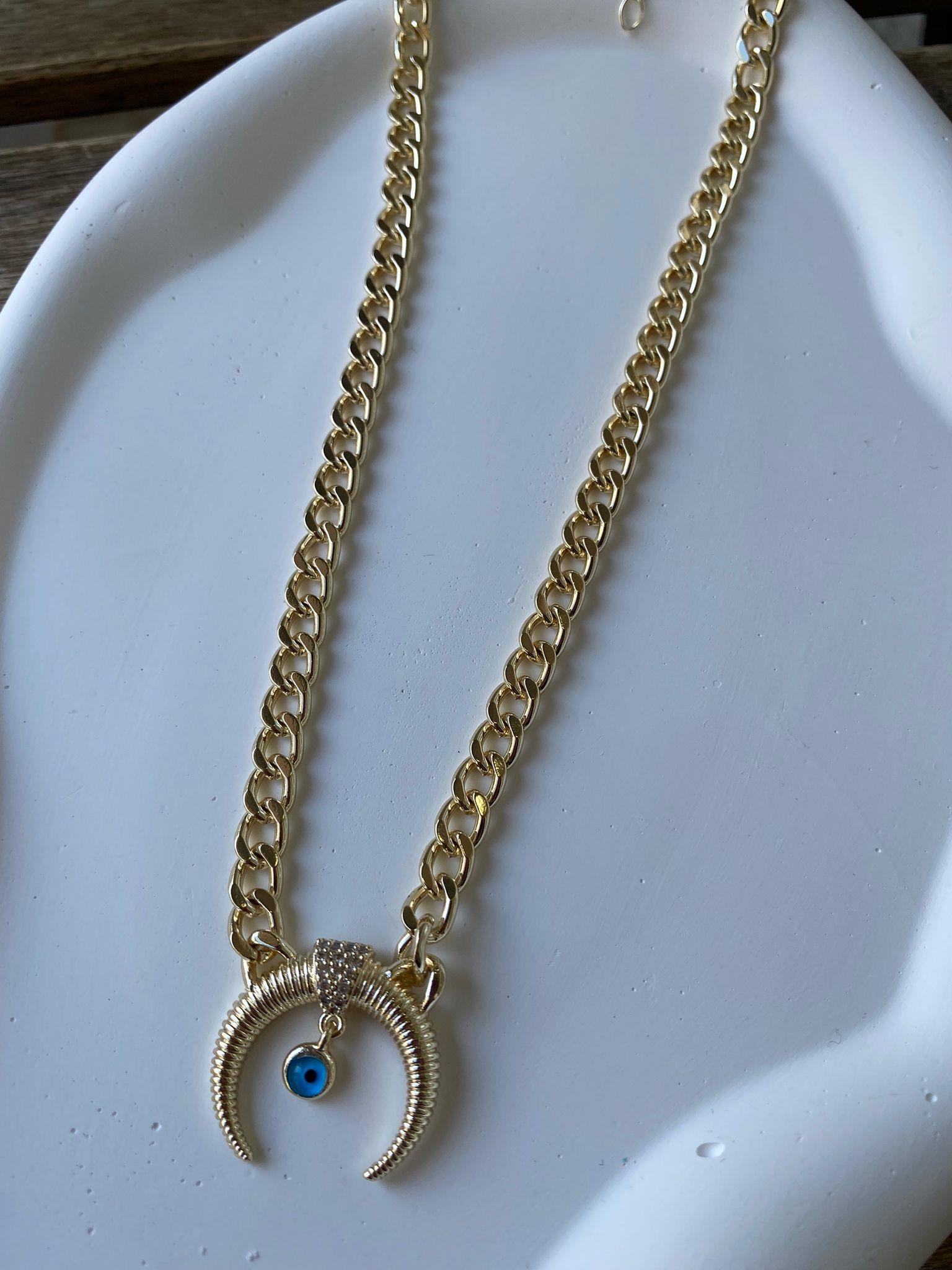 Marka Model Nazar Boncuk Charmlı Gold Kolye