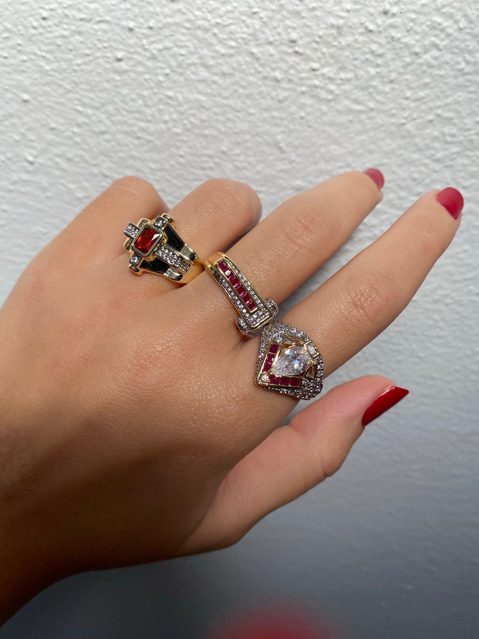 Marka Model Tasarım Pembe Taşlı Deborah Ayarlanabilir Yüzük