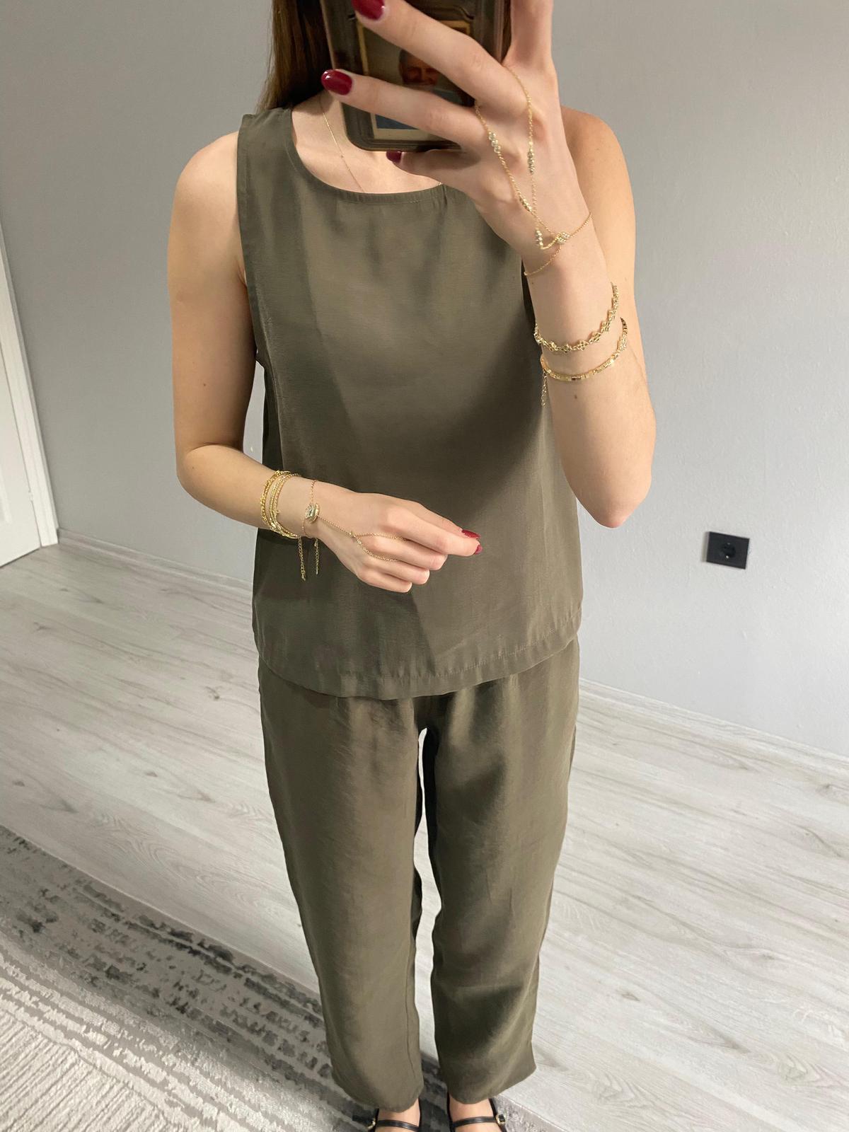 Marka Model Tensel Pantolon Bluz Takım - Haki