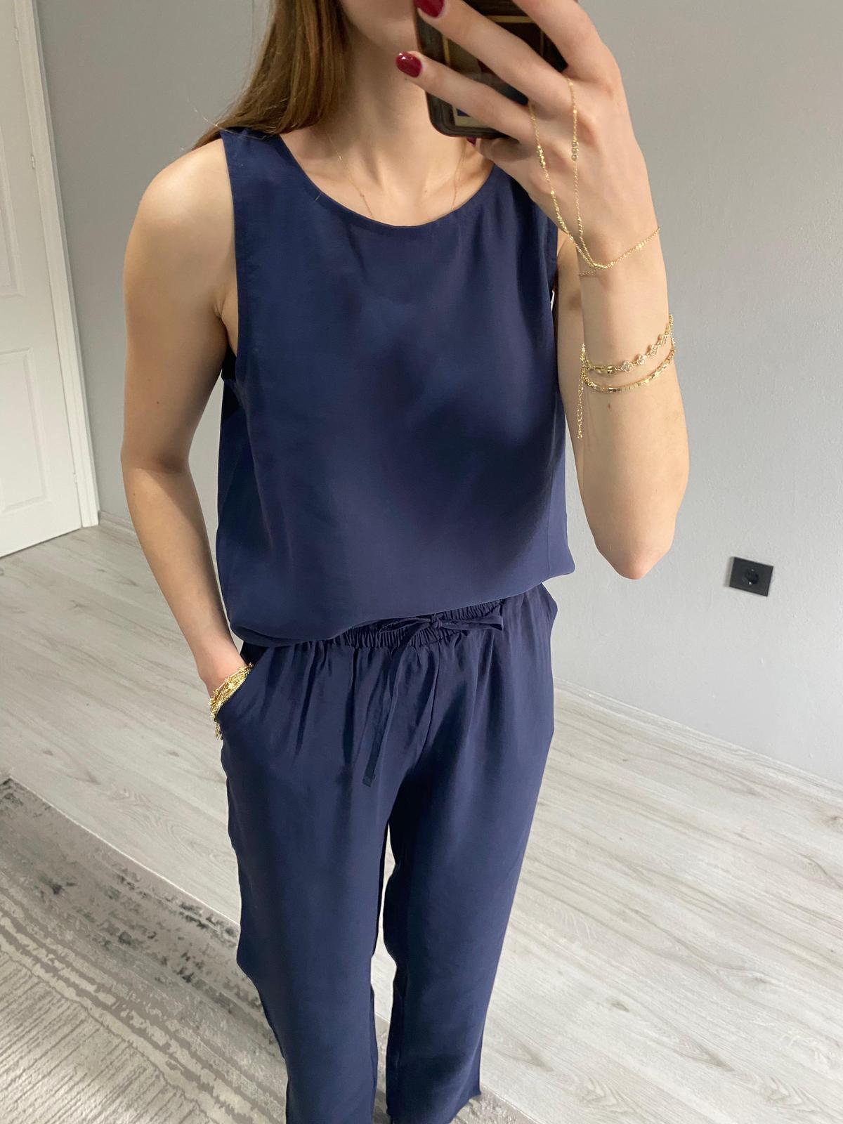 Marka Model Tensel Pantolon Bluz Takım - Lacivert