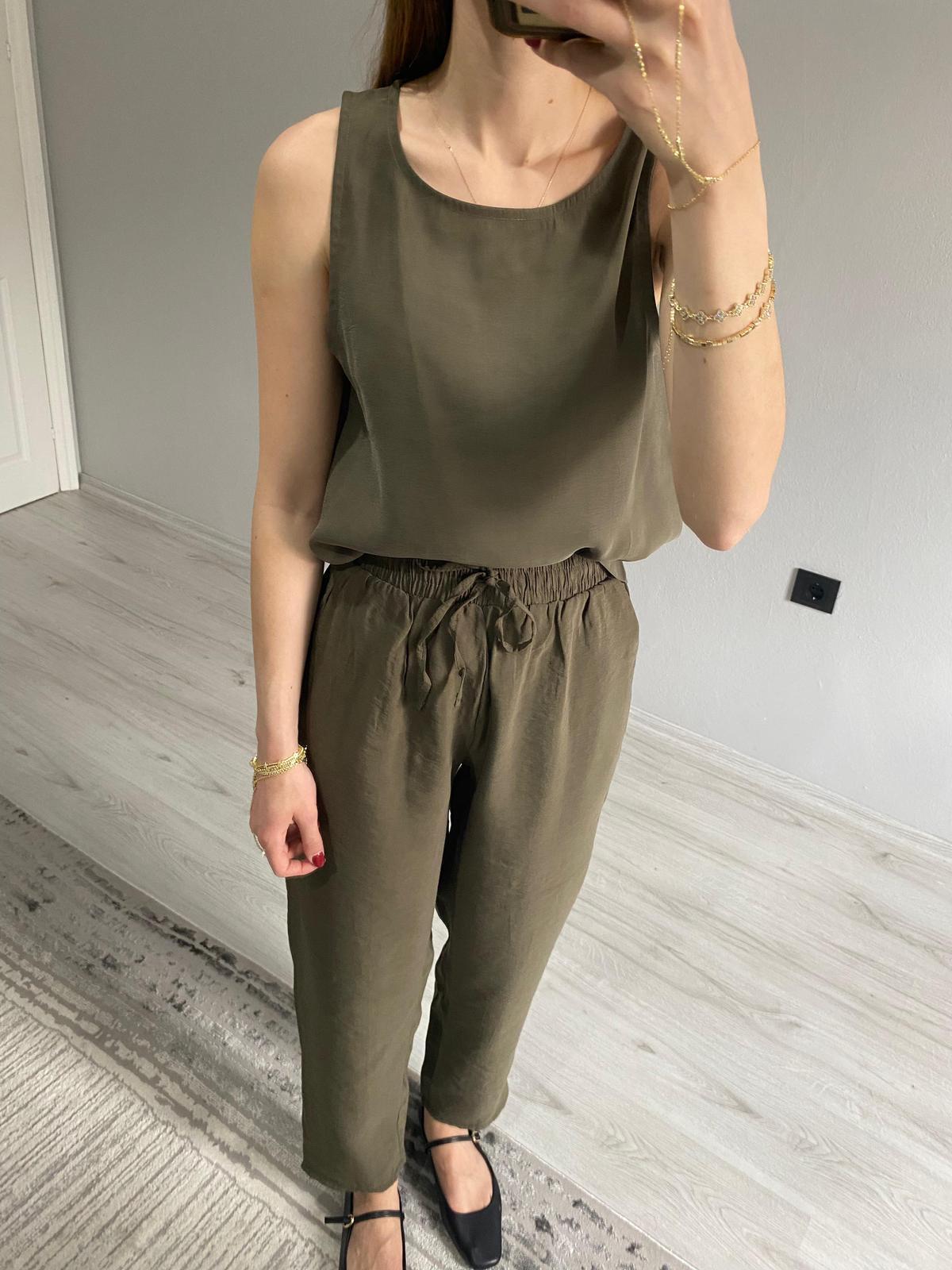 Marka Model Tensel Pantolon Bluz Takım - Haki