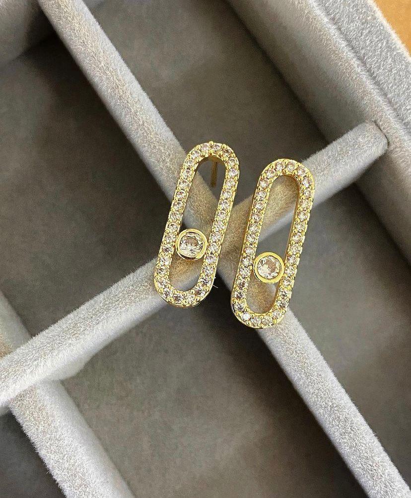 Messi Taşlı Gold Vip Küpe