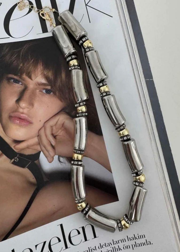 Tasarım Gümüş Boru Kolye