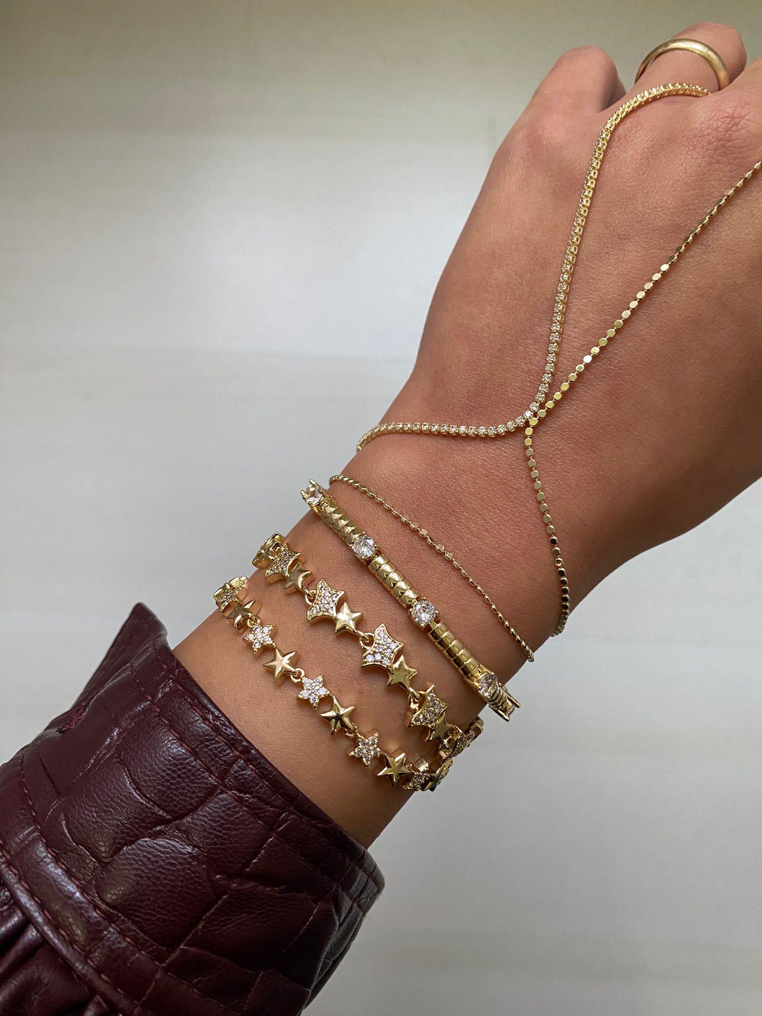 Tasarım Xuping Kare Taşlı Gold Lüx Bileklik