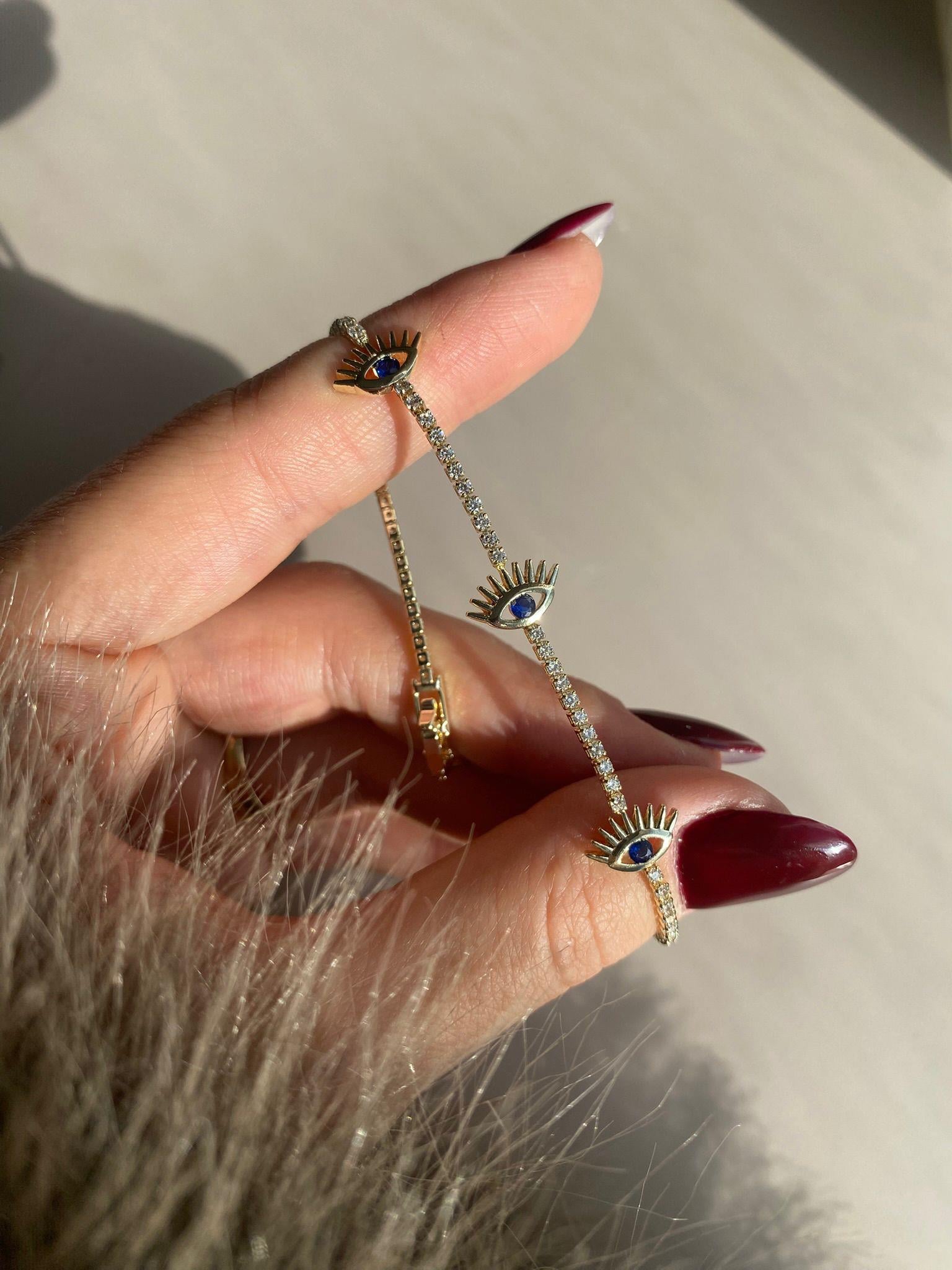 Taşlı Gold Eyes Çelik Bileklik