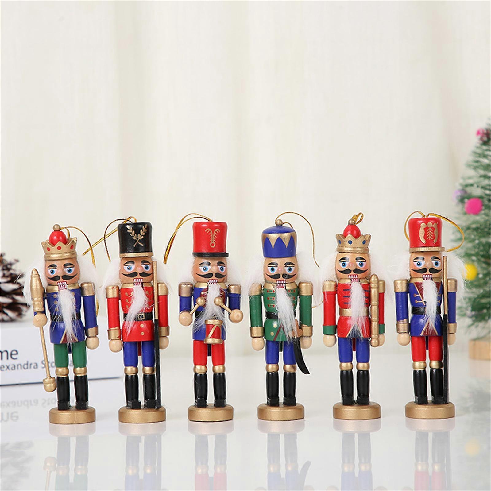 Ahşap Nutcracker Asker Figürleri – Yılbaşı Süsleri 6'lı Set