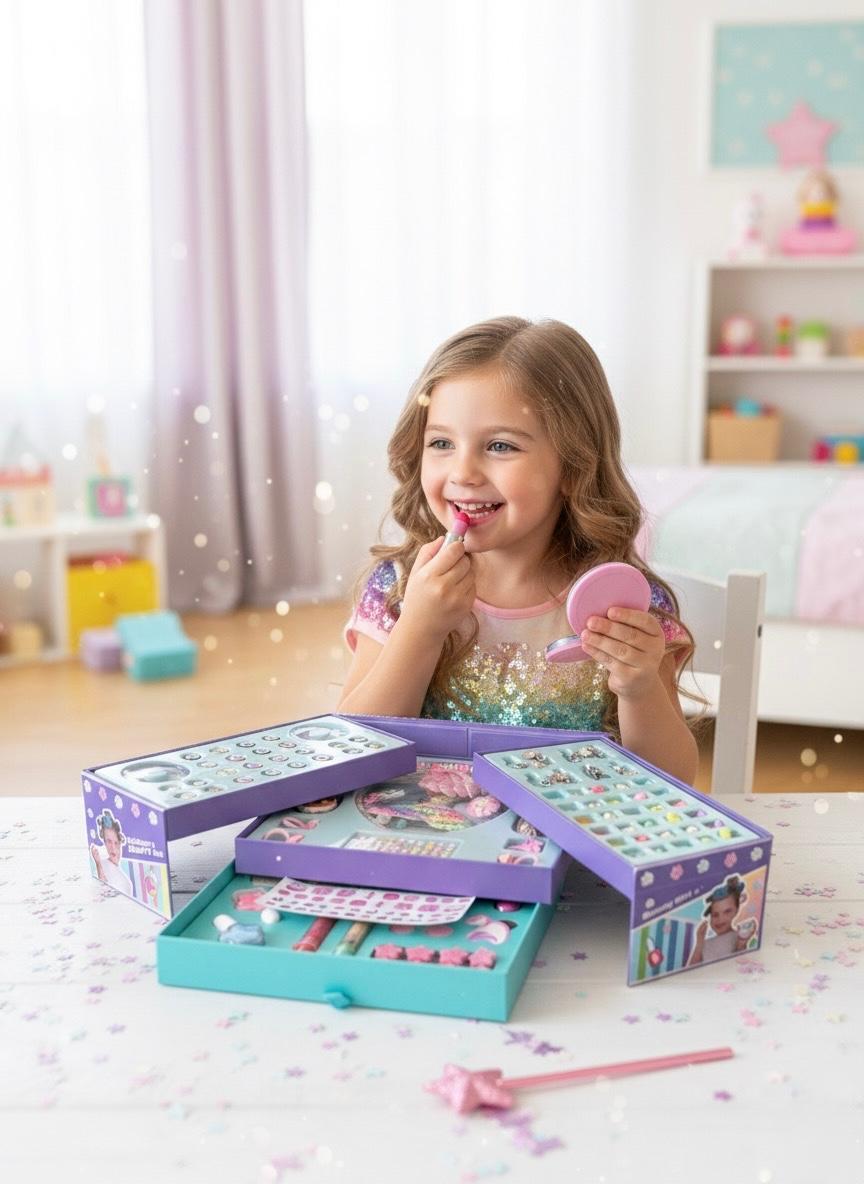 Beauty Magic Box - Sihirli Güzellik Kutusu – Çocuk Makyaj, Sticker, Dövme, Charm Seti