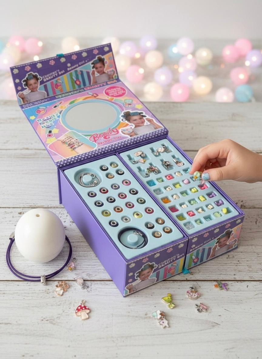 Beauty Magic Box - Sihirli Güzellik Kutusu – Çocuk Makyaj, Sticker, Dövme, Charm Seti