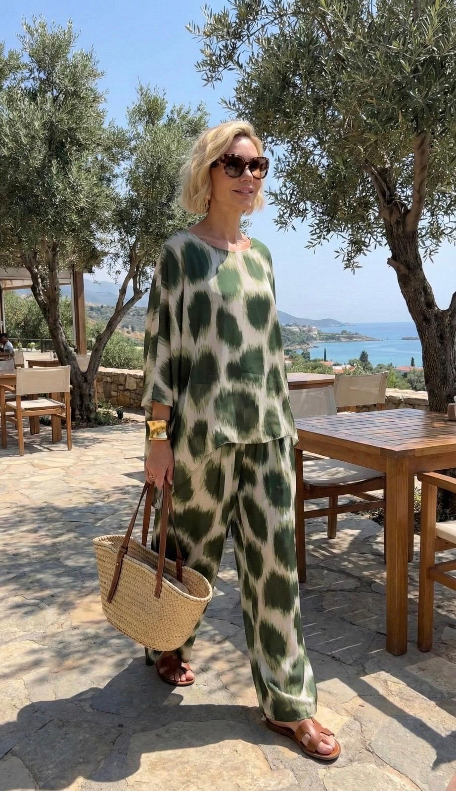 Bohem Doku İthal Oversize Bluz - Pantolon Takım