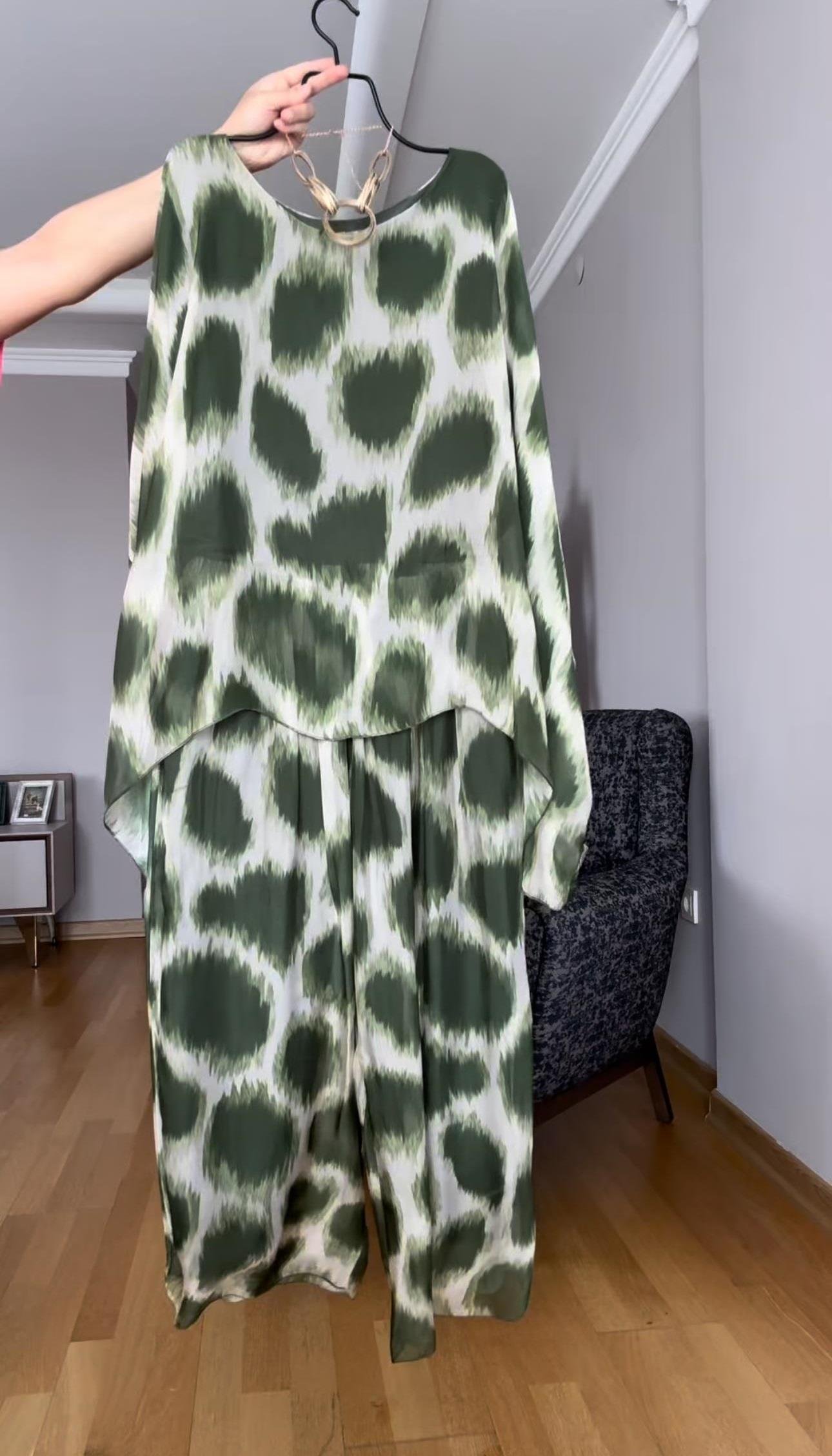 Bohem Doku İthal Oversize Bluz - Pantolon Takım