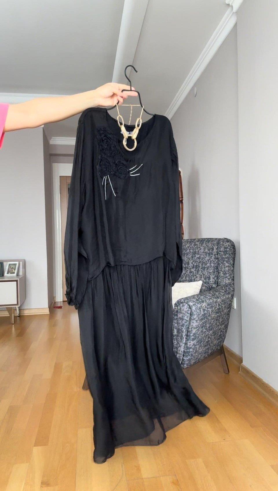 Çiçek Desenli İthal Oversize Elbise