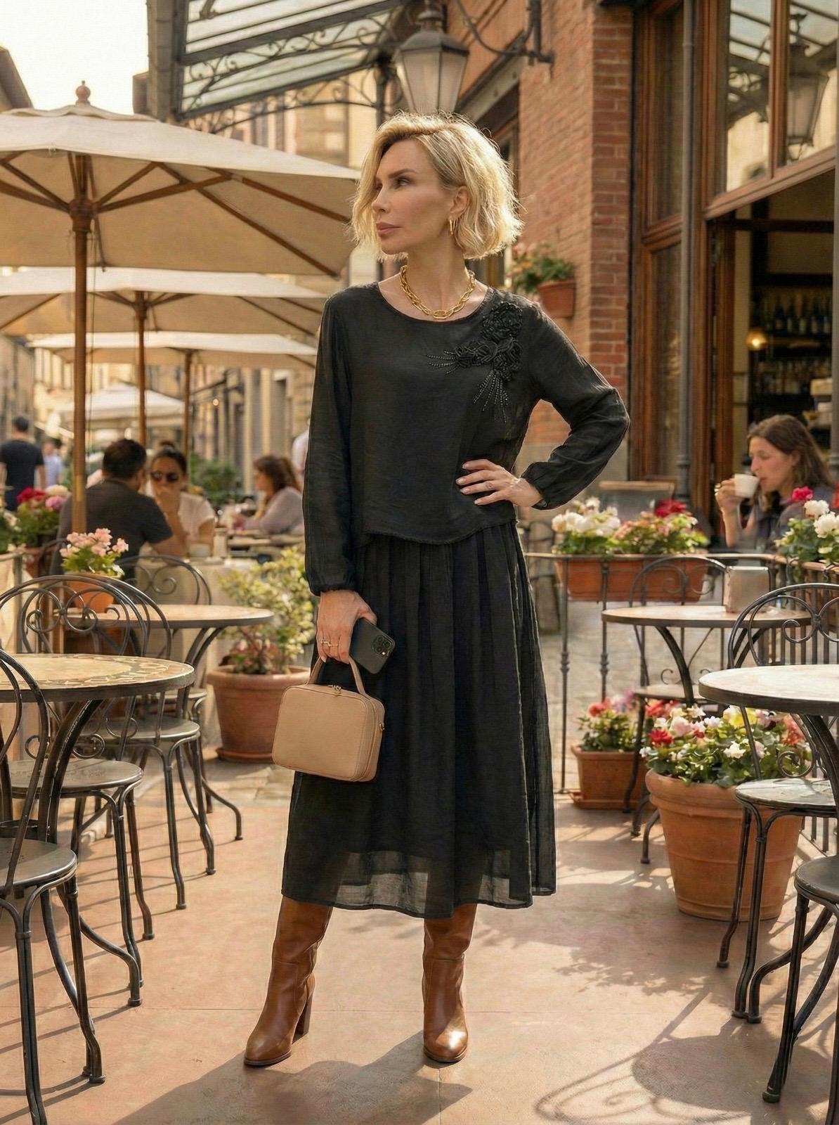 Çiçek Desenli İthal Oversize Elbise