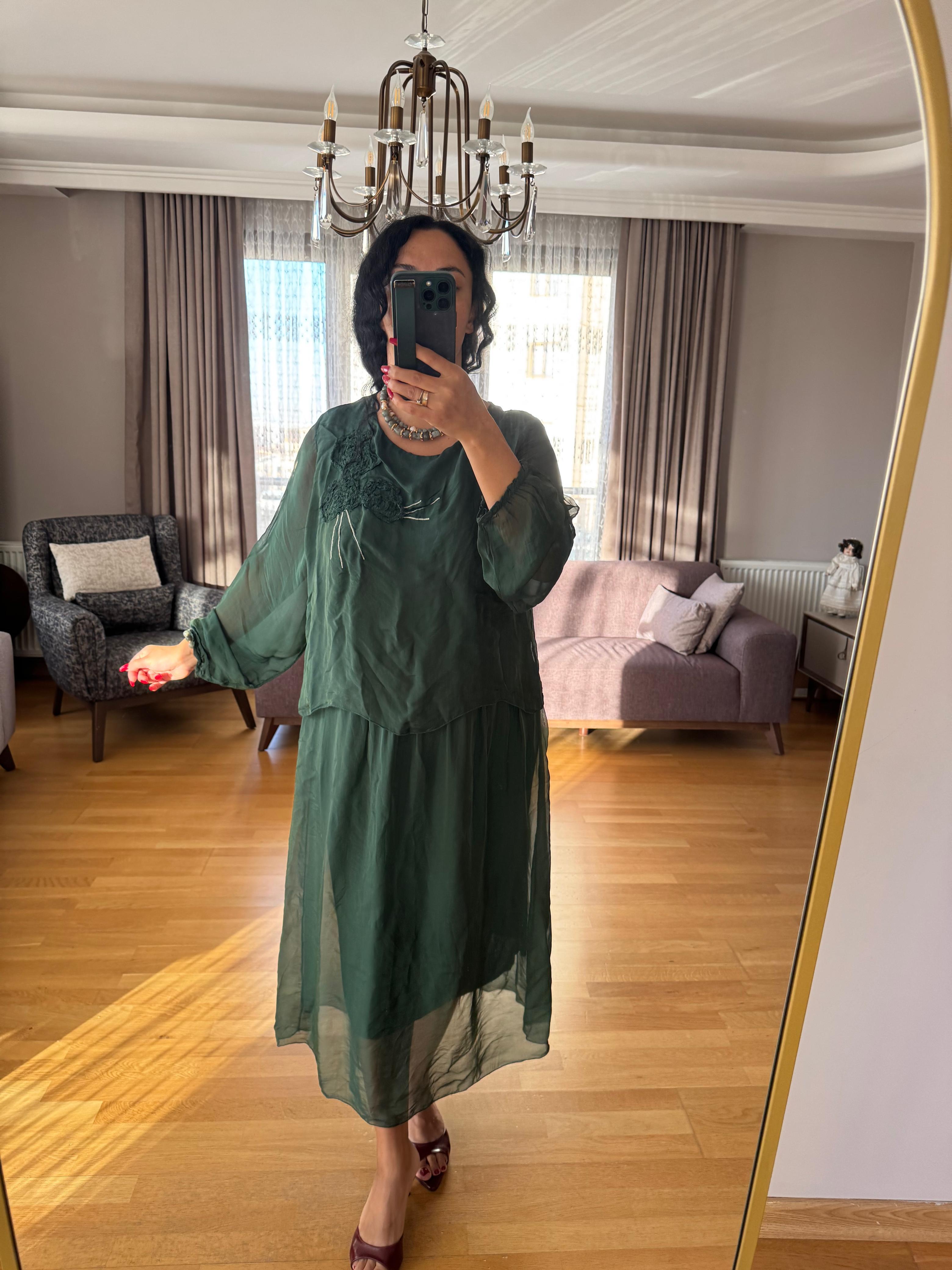 Çiçek Desenli İthal Oversize Elbise