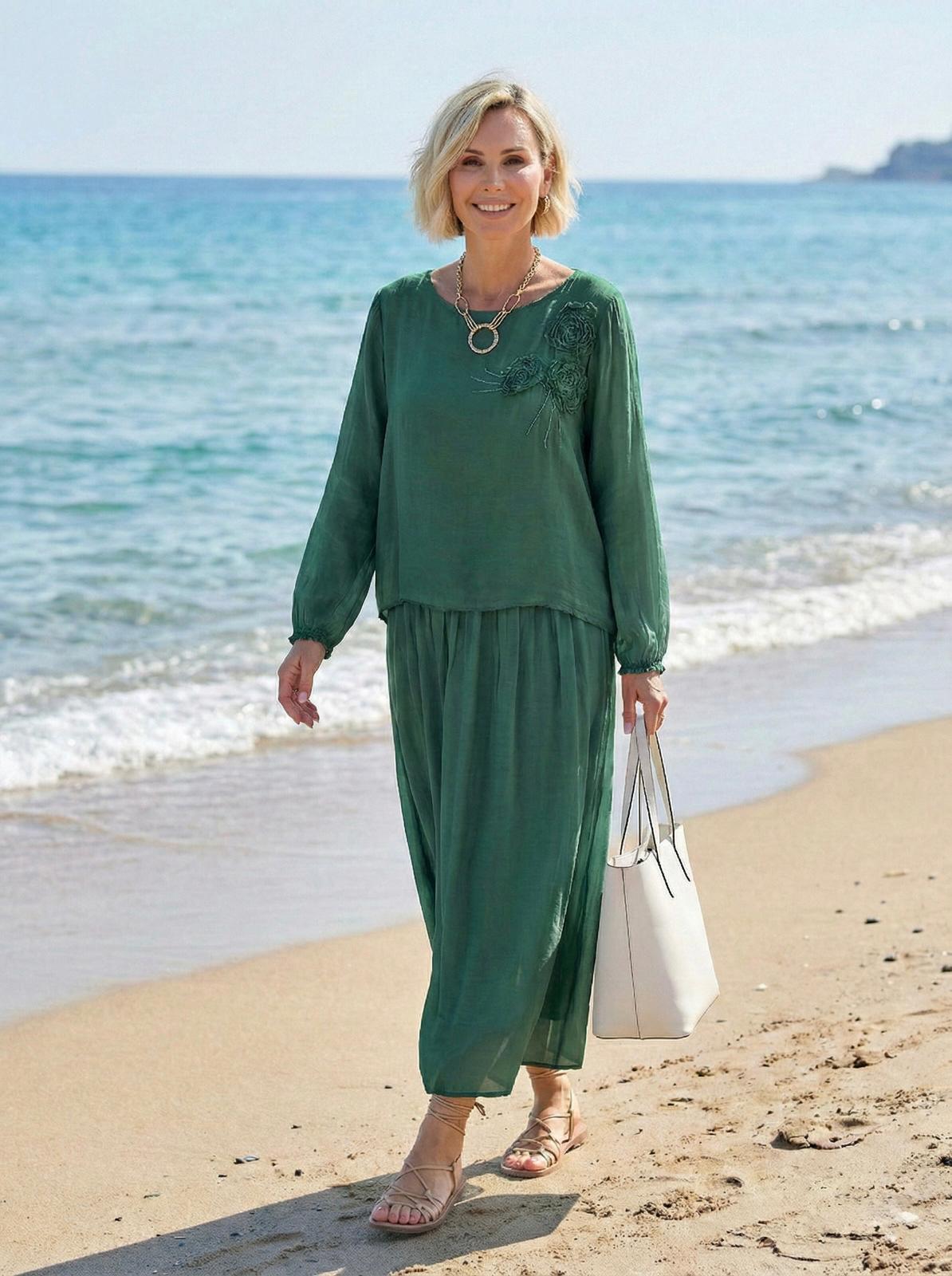 Çiçek Desenli İthal Oversize Elbise