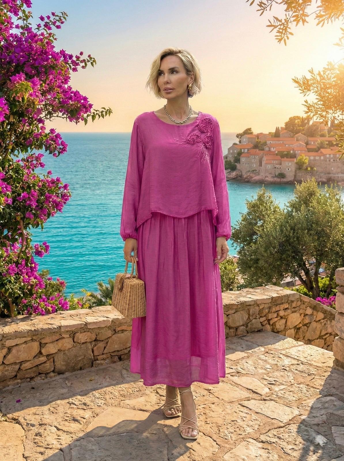 Çiçek Desenli İthal Oversize Elbise