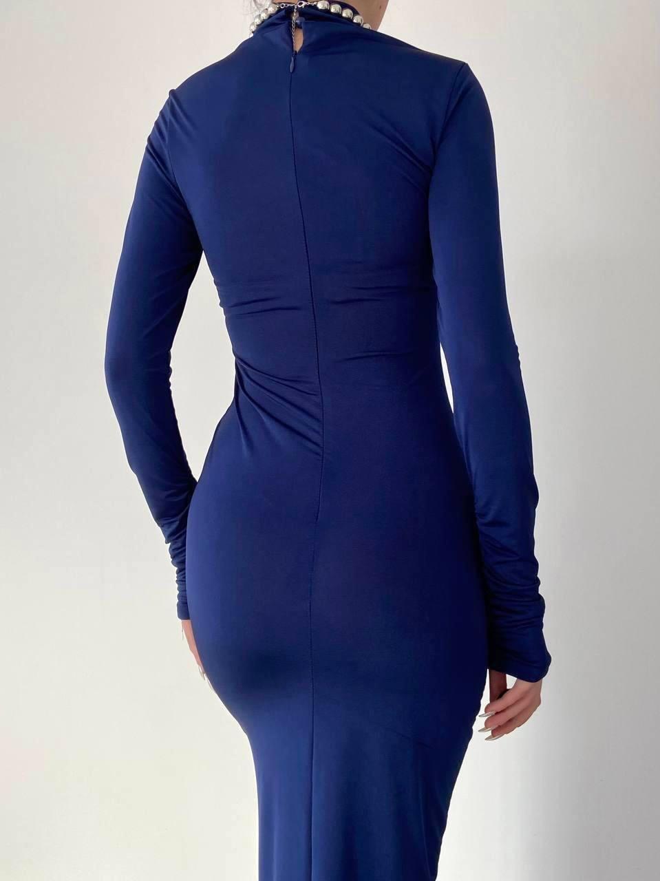 DRAPE YIRTMAÇLI MİDİ, BALIKÇI YAKA ELBİSE