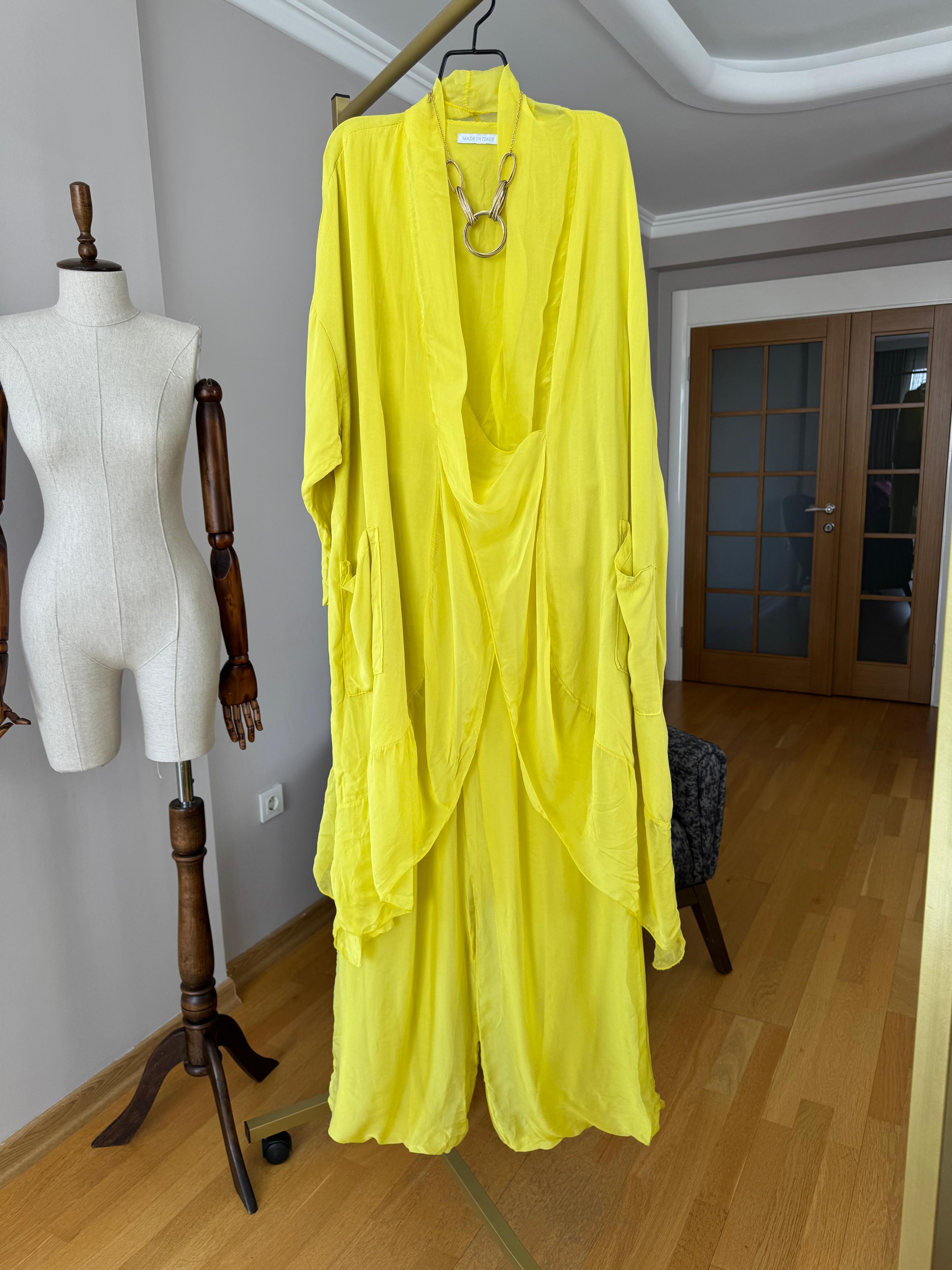Ipek Detaylı Italyan Oversize Bluz- Pantolon Takım