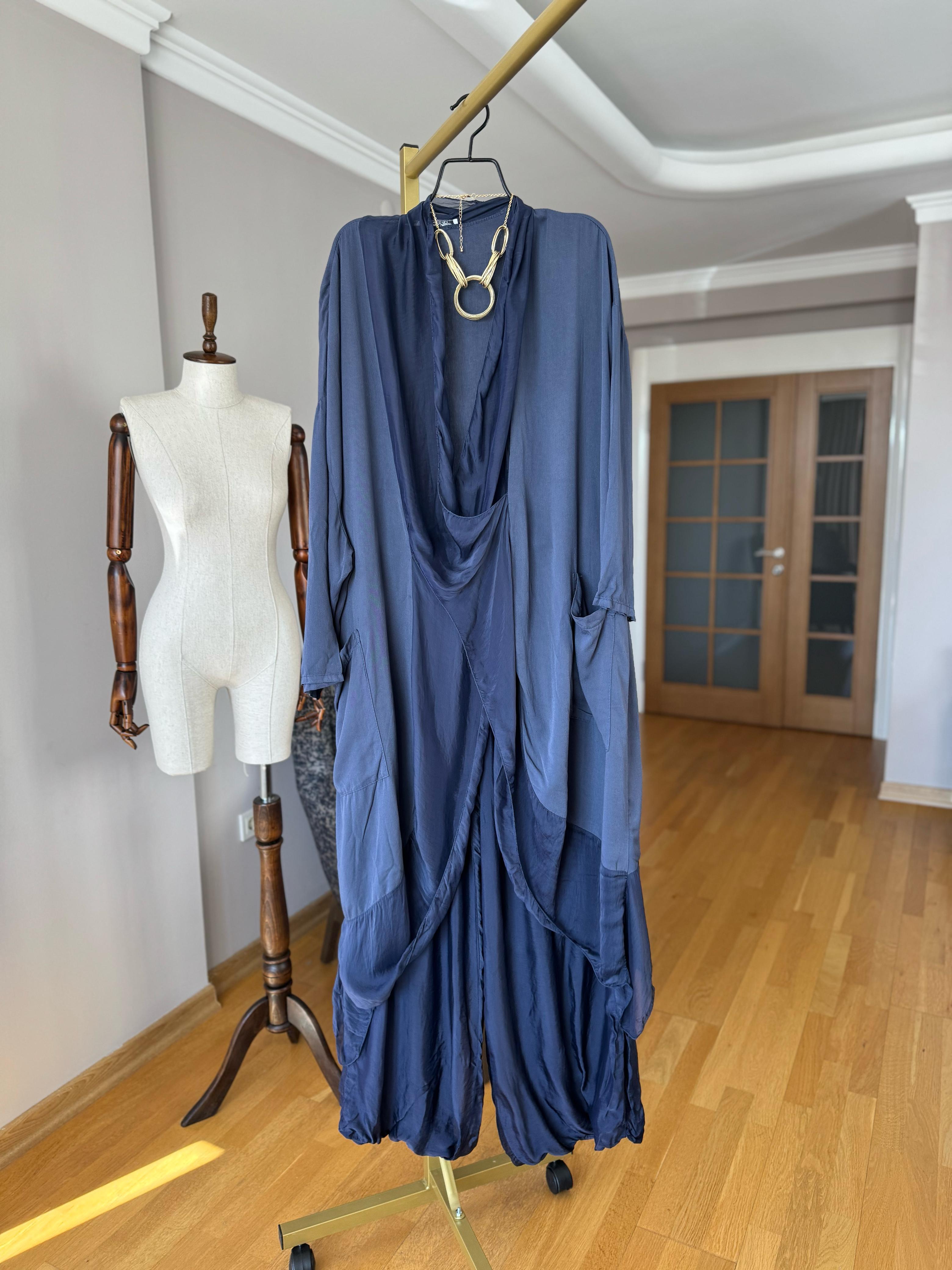 Ipek Detaylı Italyan Oversize Bluz- Pantolon Takım
