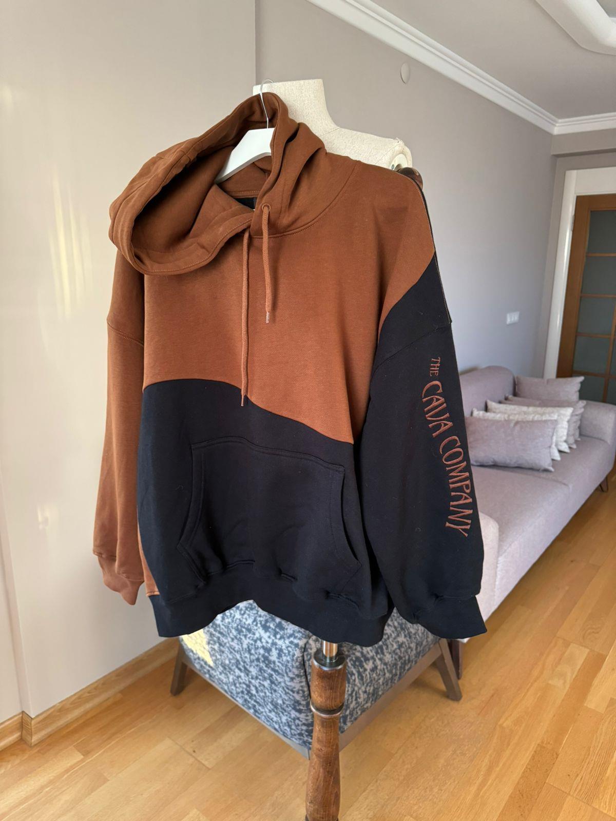 Kapüşonlu Unisex İki Renk Oversize Kışlık Sweatshirt Hoodie