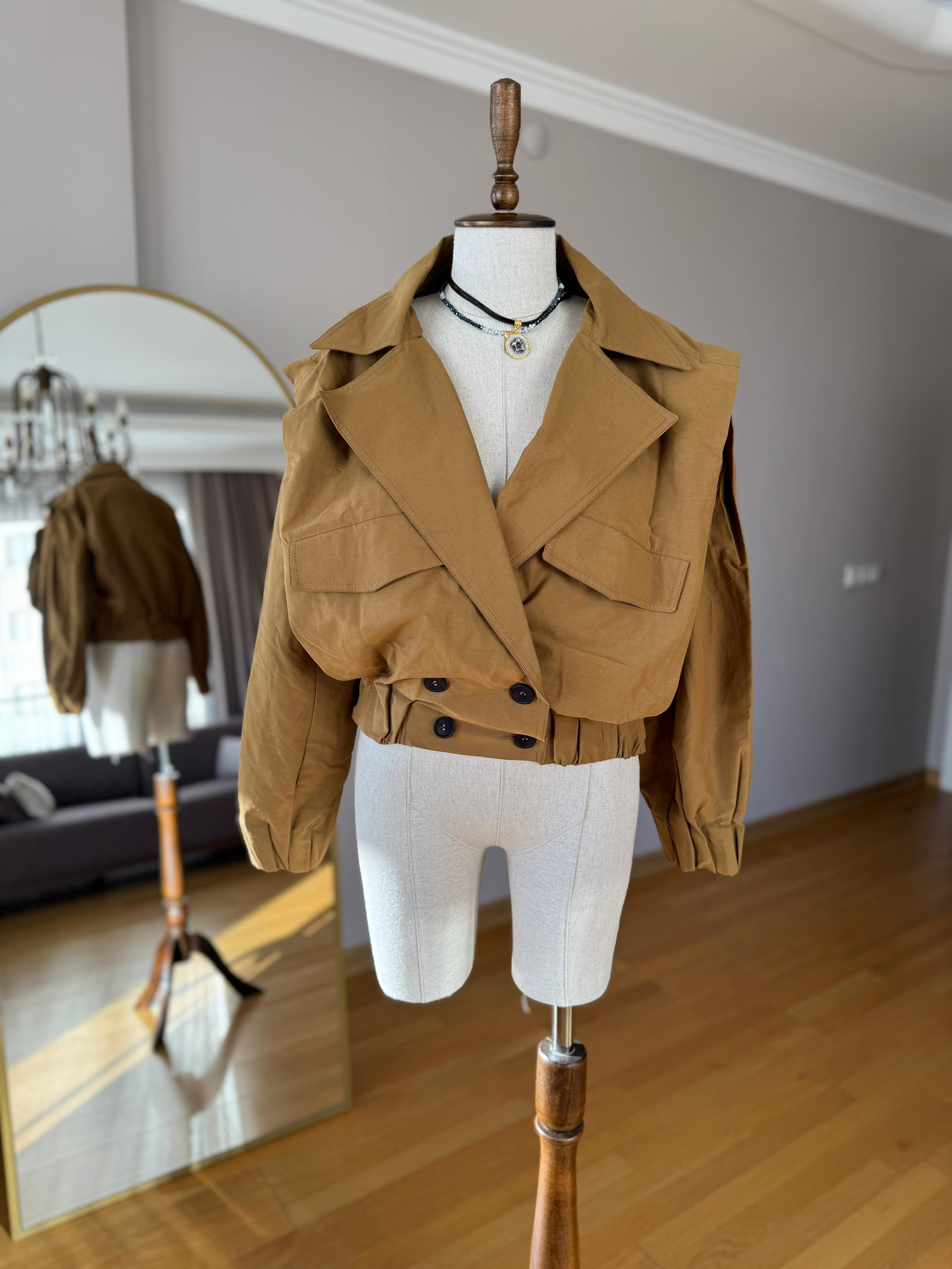 Kısa Trençkot Mont - Ceket İthal