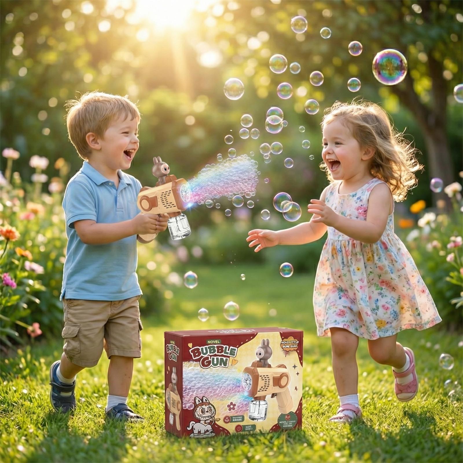 Labubu Sevimli Işıklı Elektrikli Köpük Tabancası – Bubble Gun