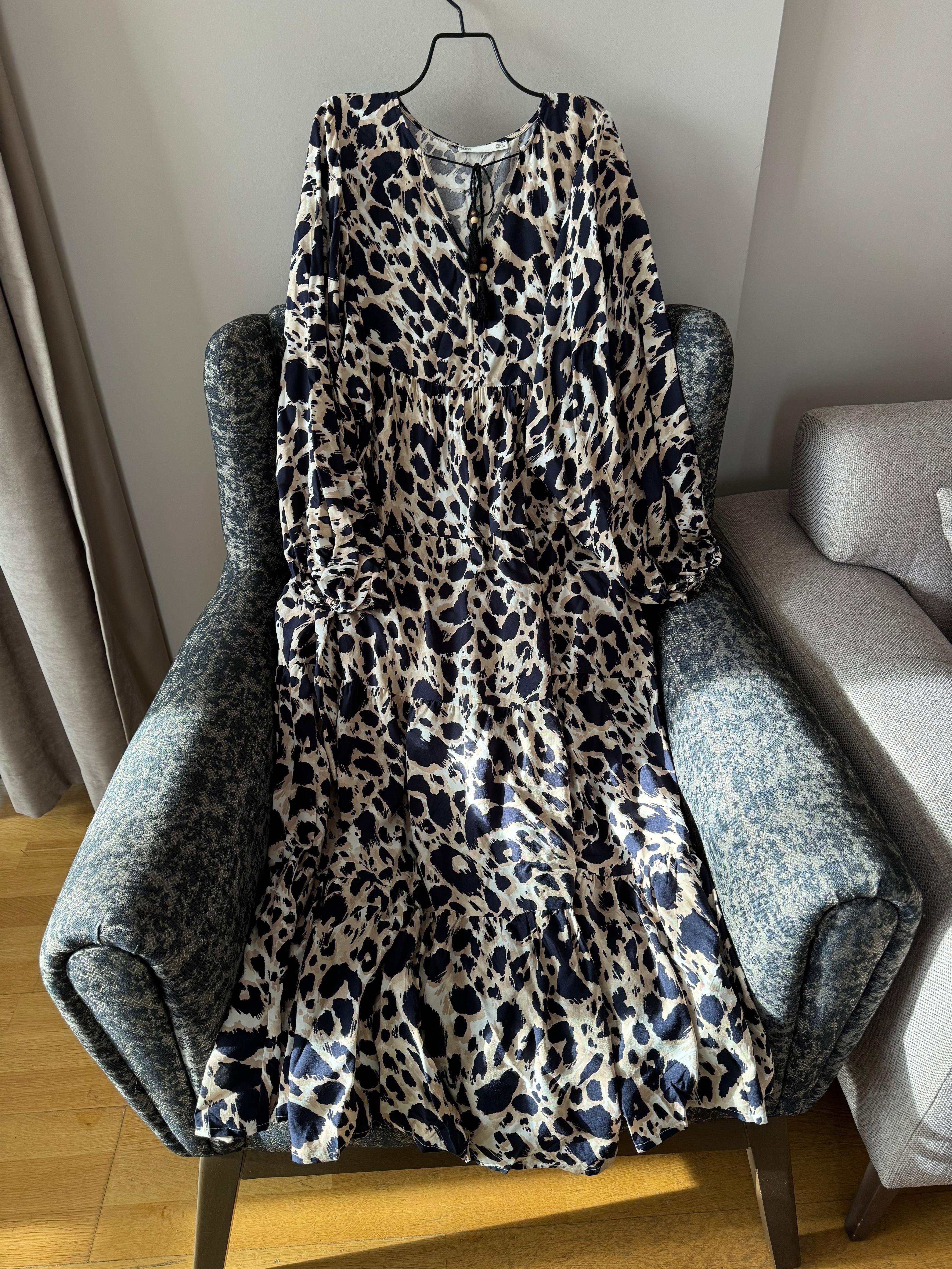 Leopar Desenli Rahat Kesim Elbise
