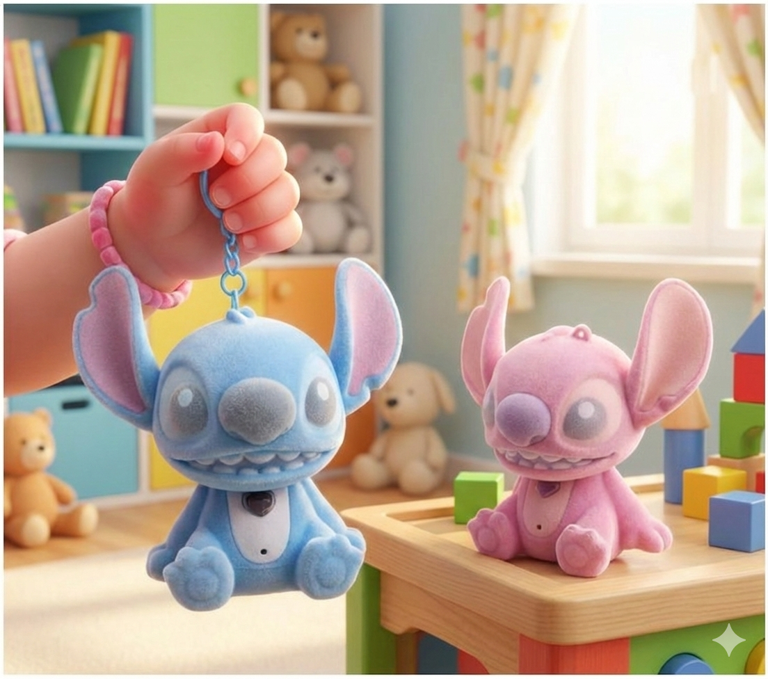 Lilo & Stitch Sevimli Çift Brelok Modeli (Coccolatti Love) - Ses Kaydeden Anahtarlık