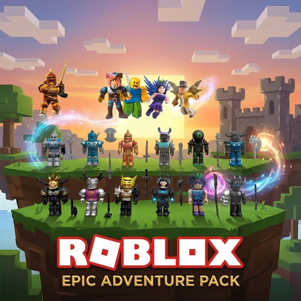 Roblox Epic Adventure Pack⭐ Blok Savaşçı Mini Figür Seti 12'li - Block Heroes Toys Figur⭐