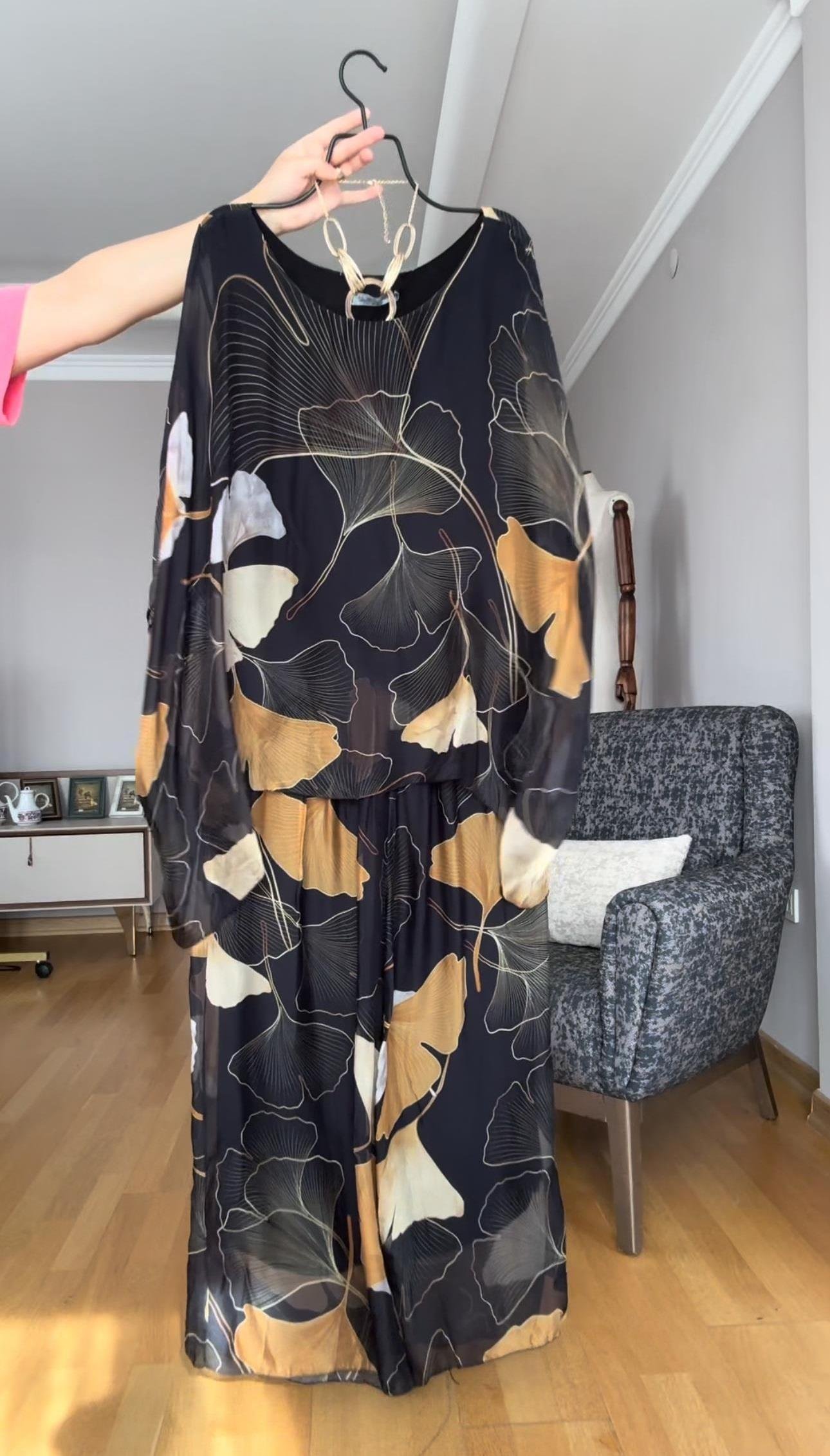 Siyah İthal Oversize Bluz - Pantolon Takım